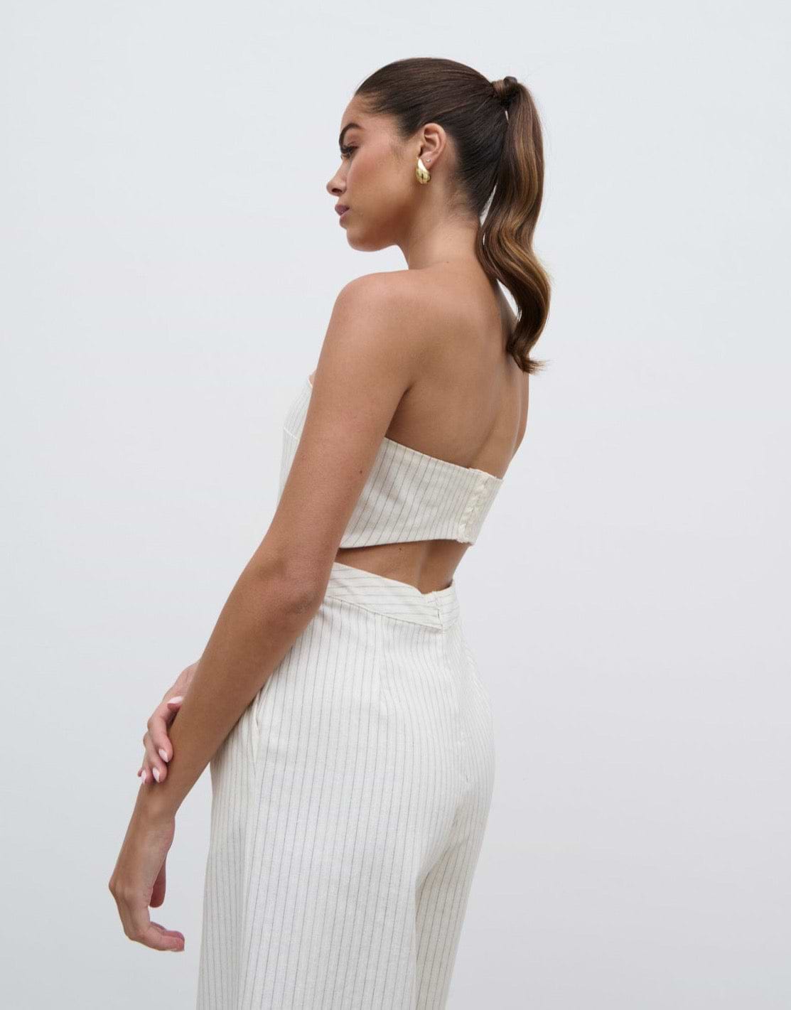 Alita Bandeau Jumpsuit - Pinstripe