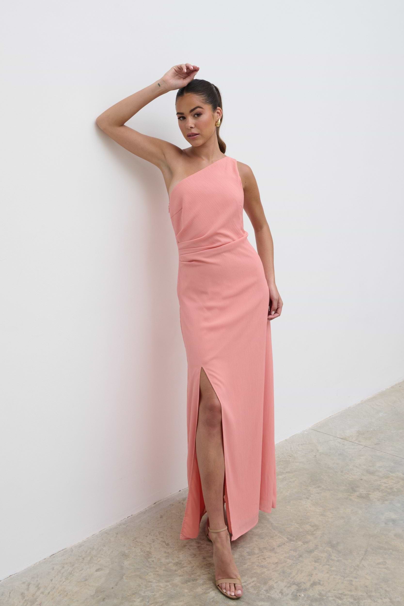 Amelia Ruched Maxi Dress  - Apricot Ice