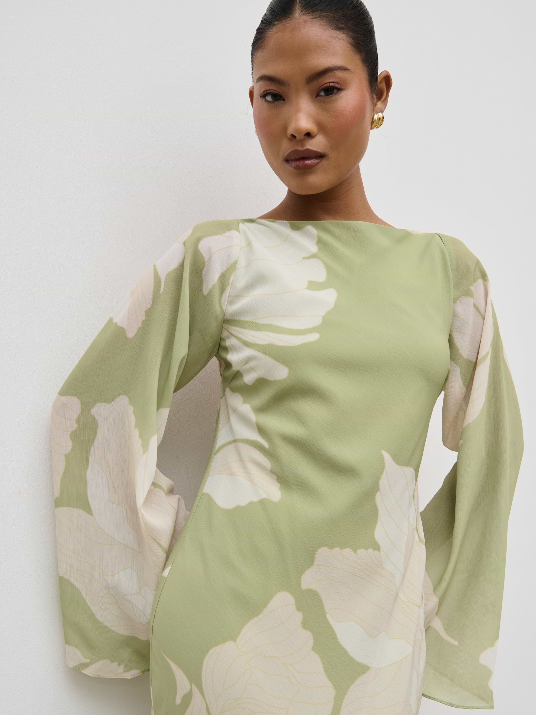 Primrose Kimono Sleeve Maxi Dress - Olive Floral