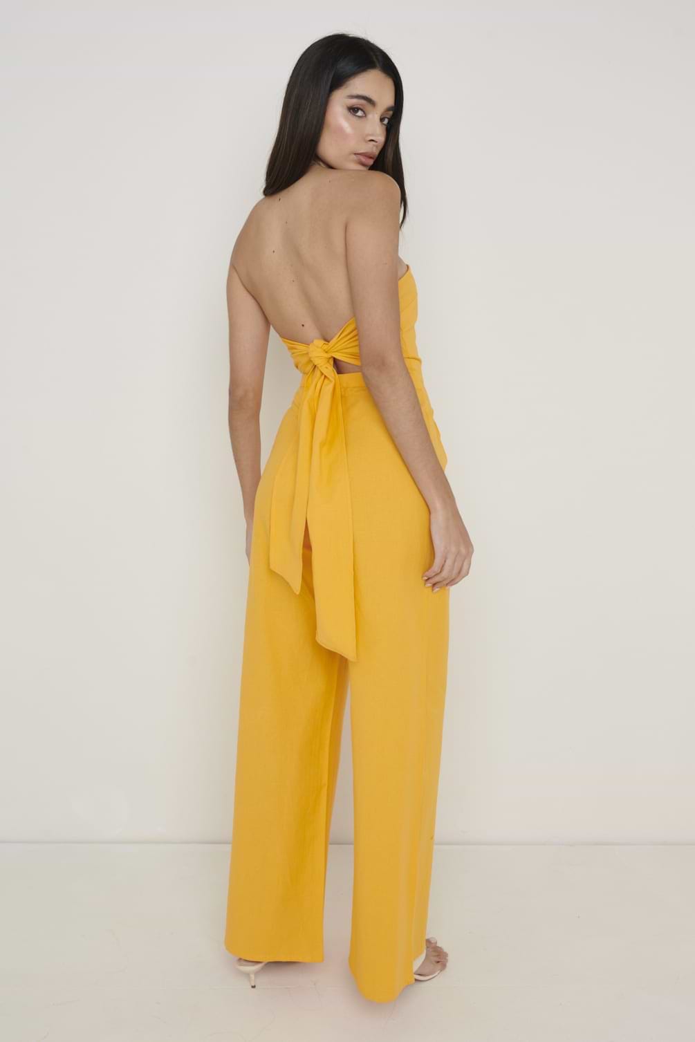 April Bandeau Jumpsuit - Tangerine