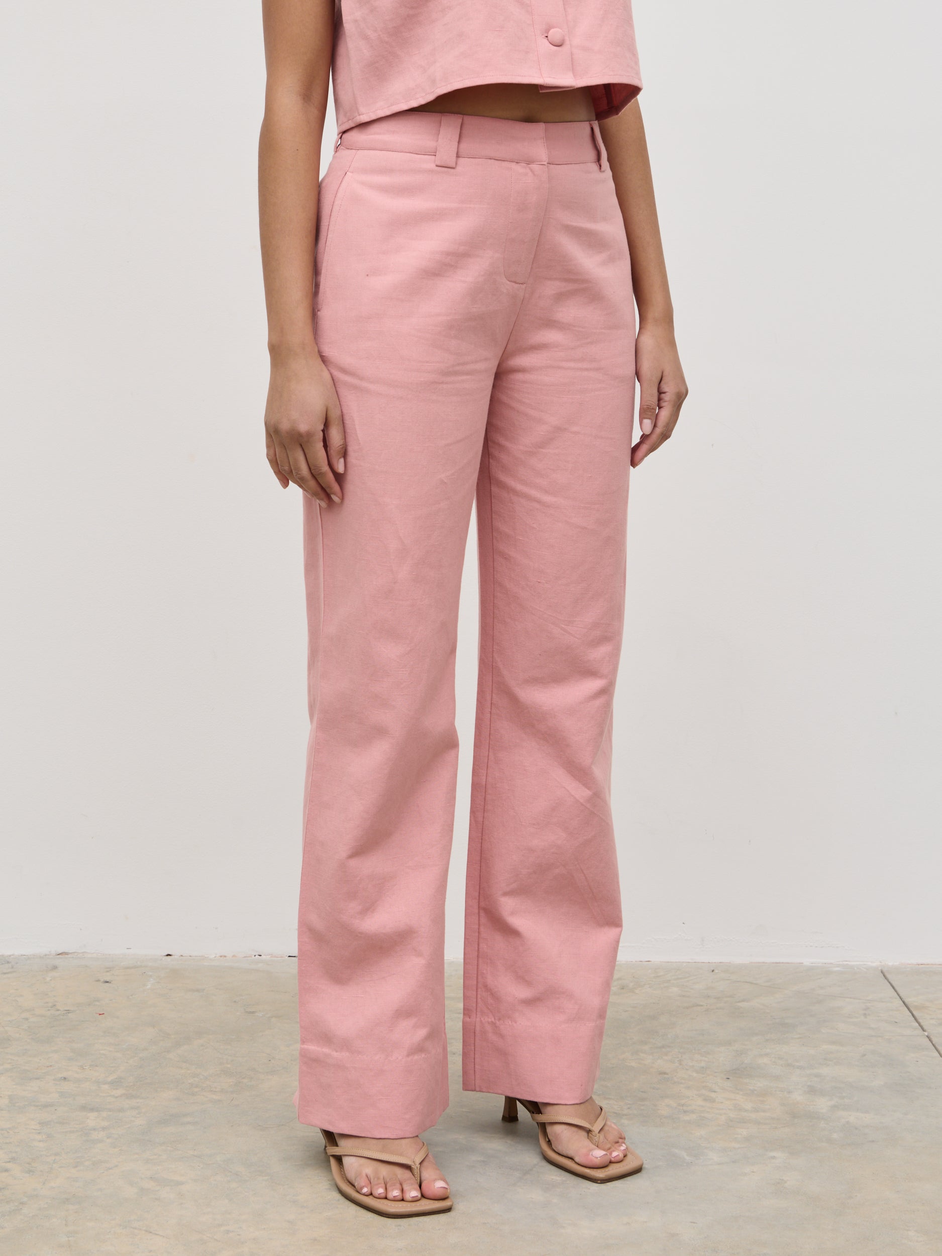 Blair Linen Trousers - Pink