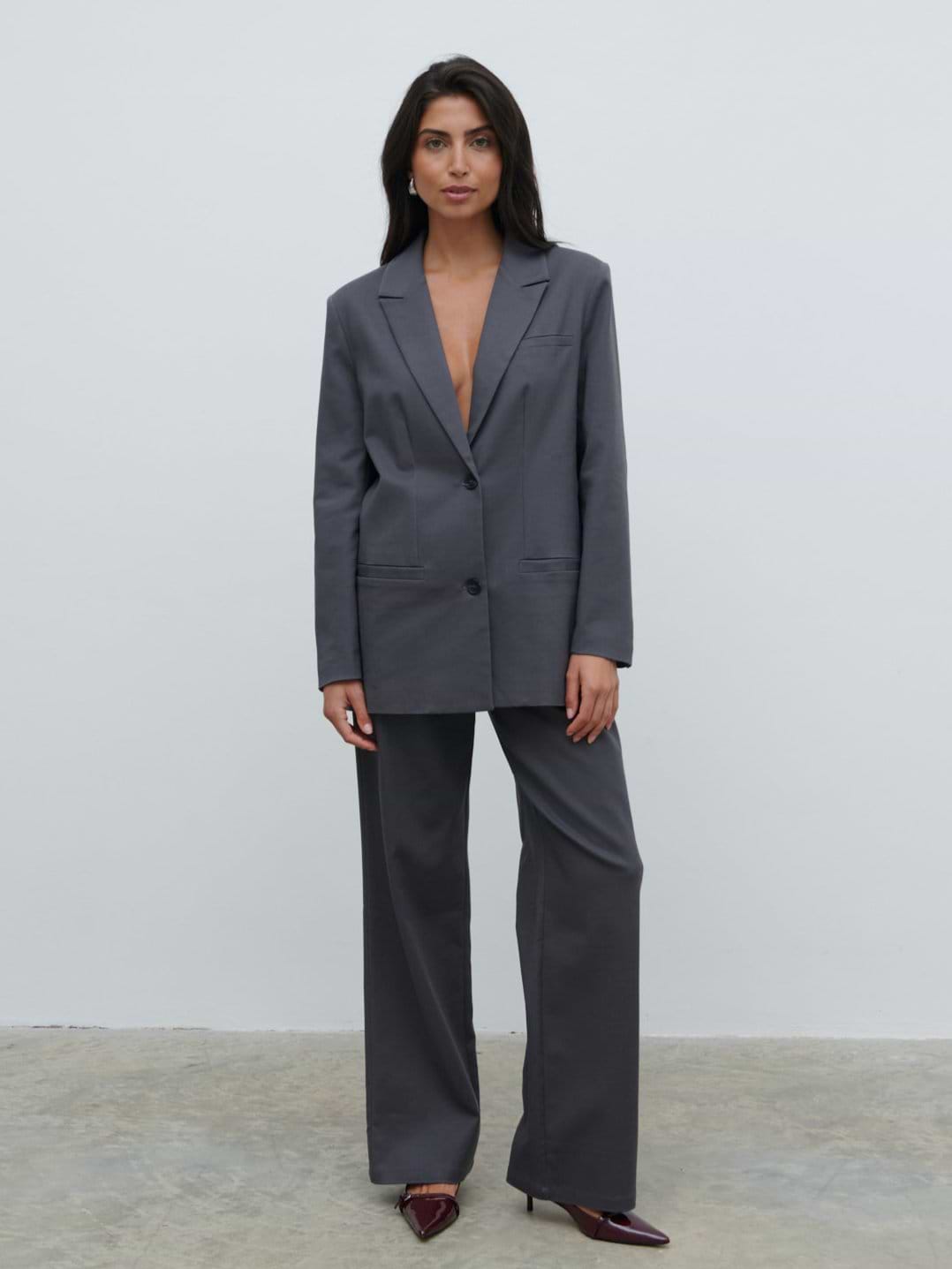 Brady Oversized Boxy Blazer - Graphite Grey