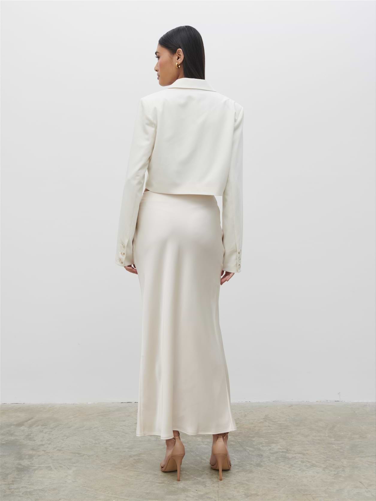 Breya Satin Midaxi Skirt - Oyster