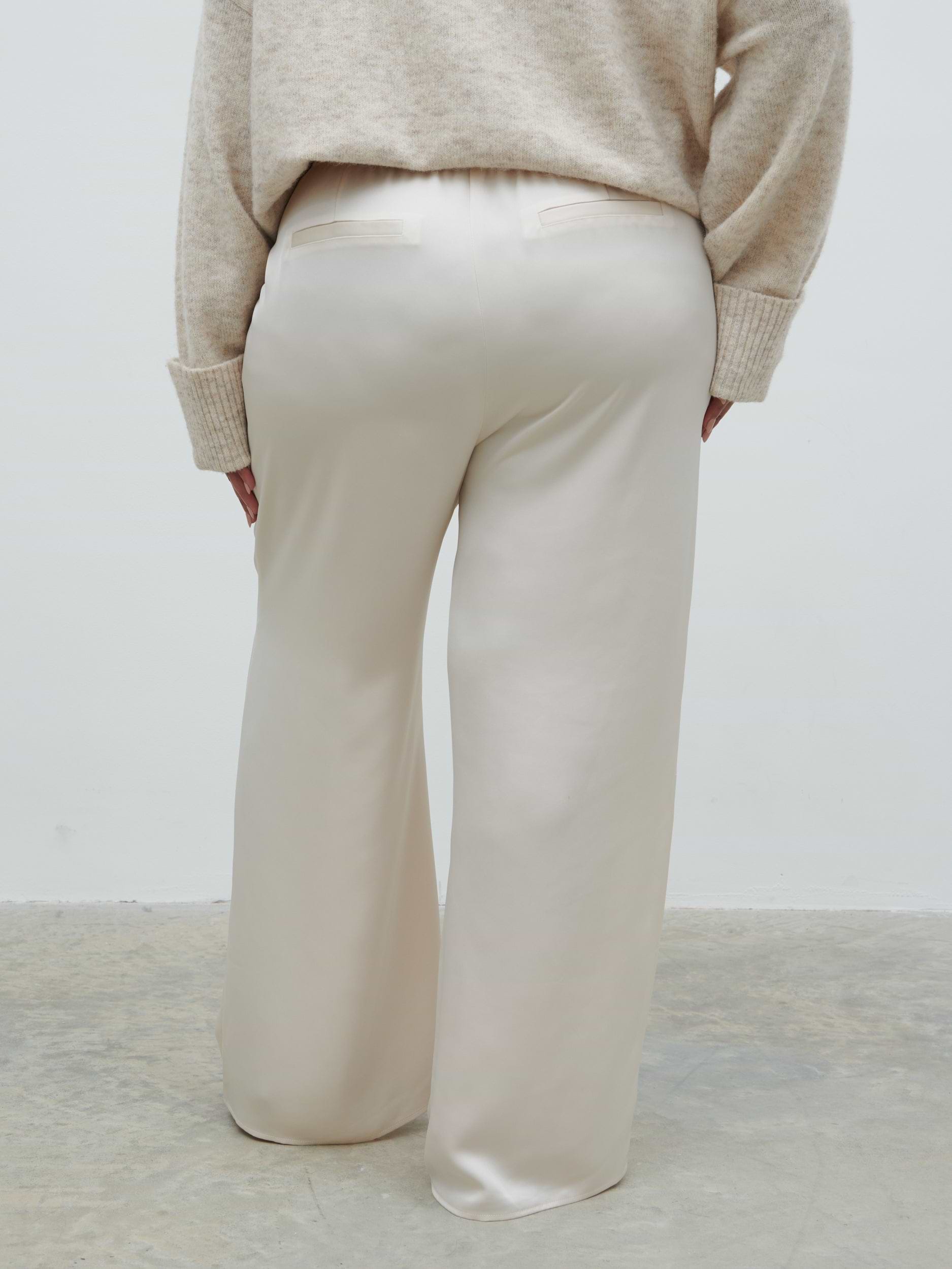 Breya Satin Drawstring Trousers Curve - Oyster