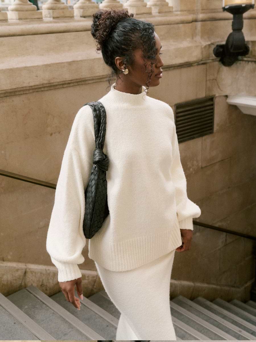 Camille Balloon Sleeve Knit Jumper - Cream