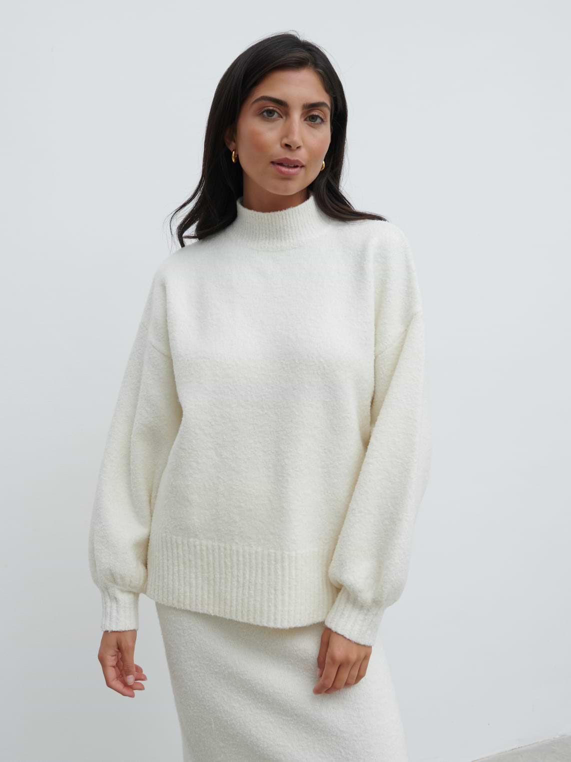 Camille Balloon Sleeve Knit Jumper - Cream