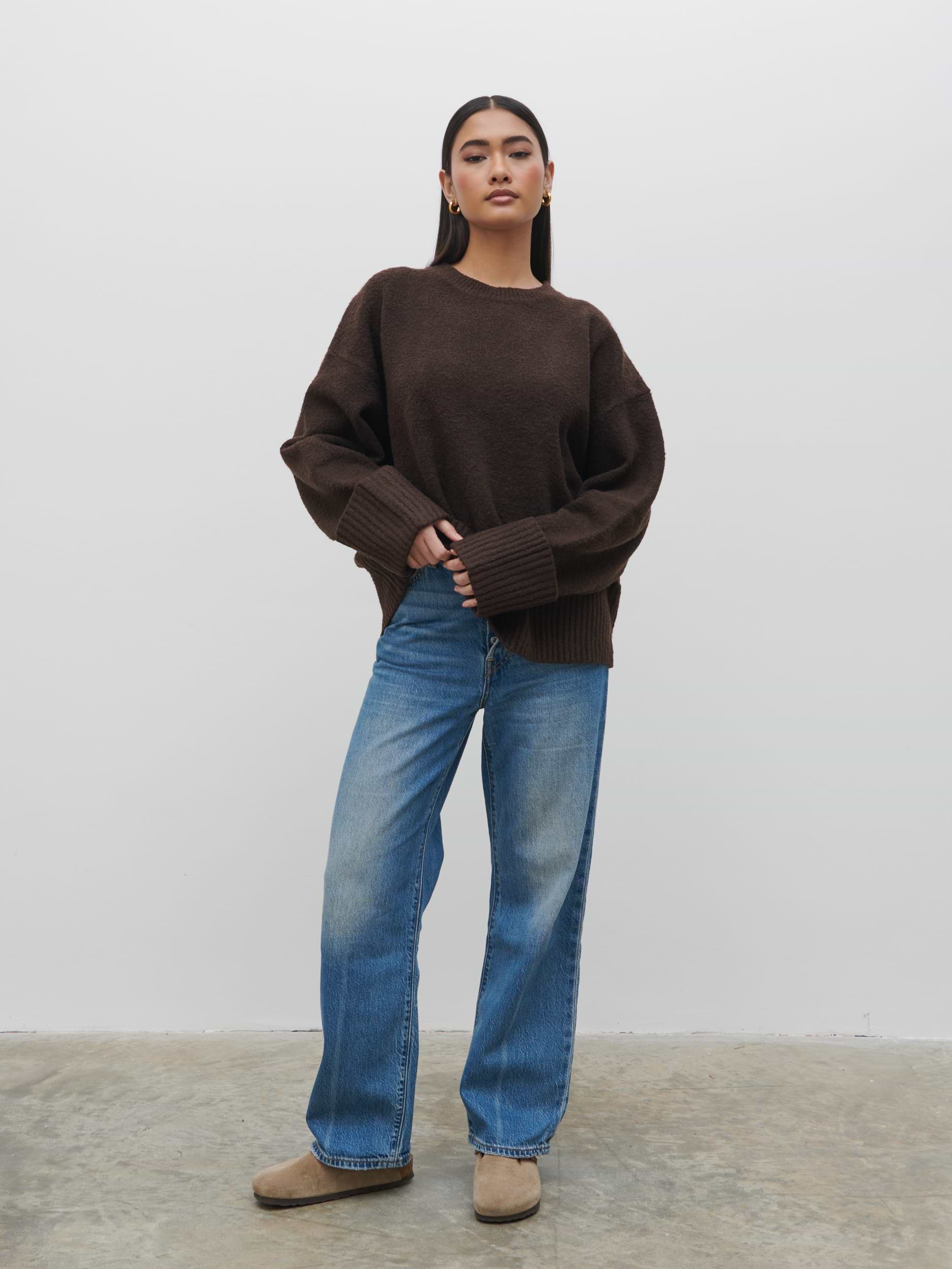 Camille Oversized Borg Jumper - Brown