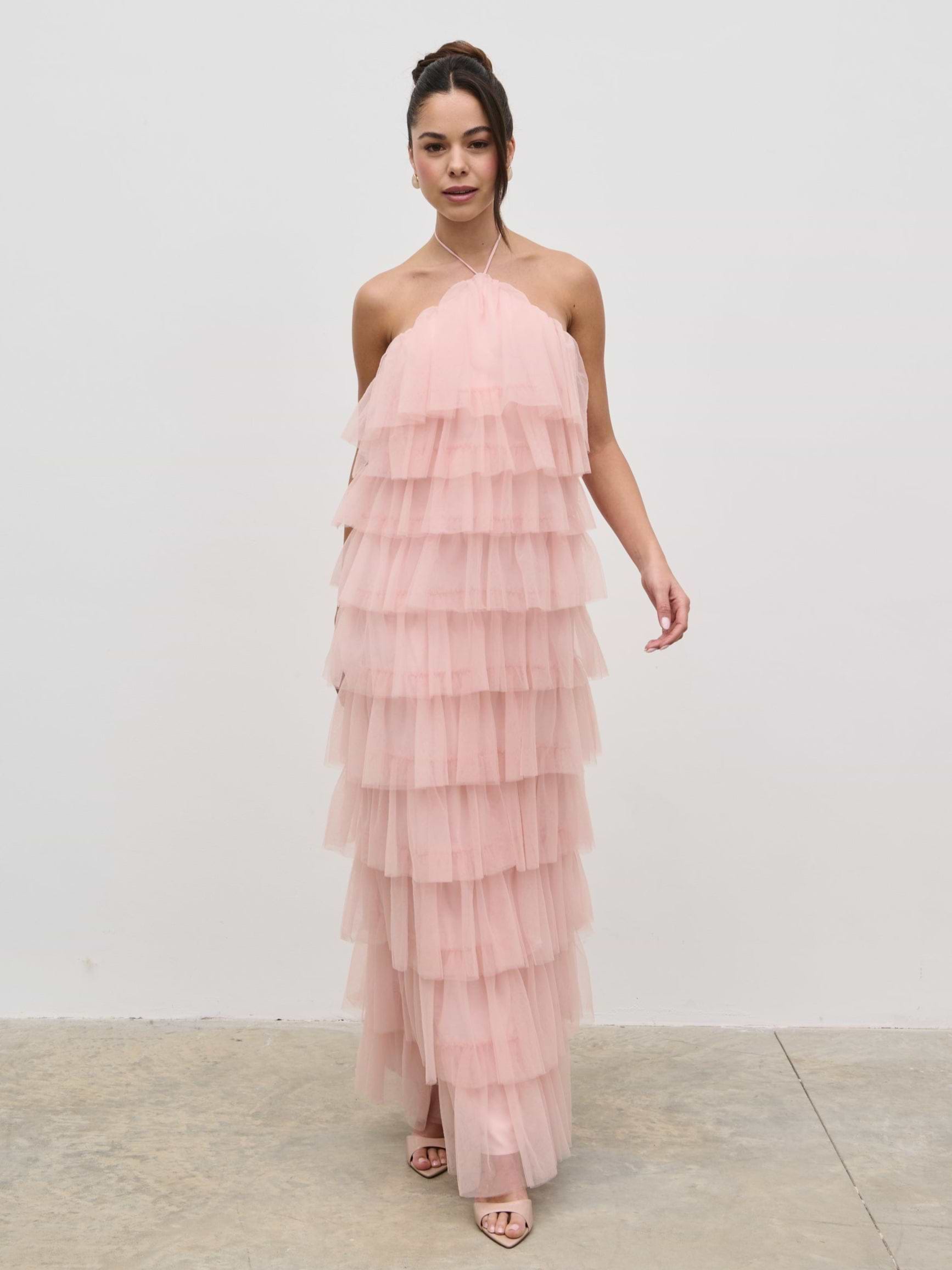 Carri Tulle Maxi Dress - Peony Pink