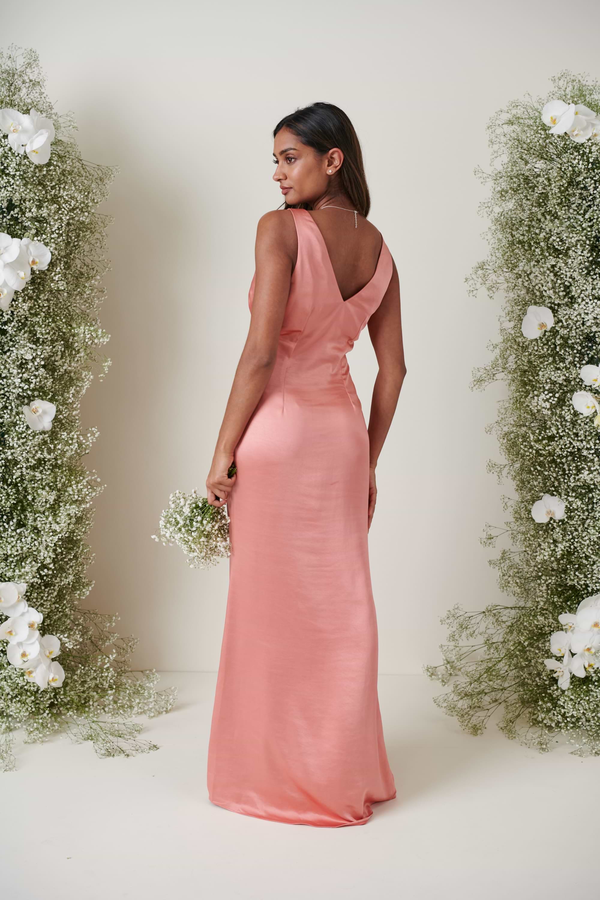 Esmee Maxi Bridesmaid Dress - Matte Apricot Pink