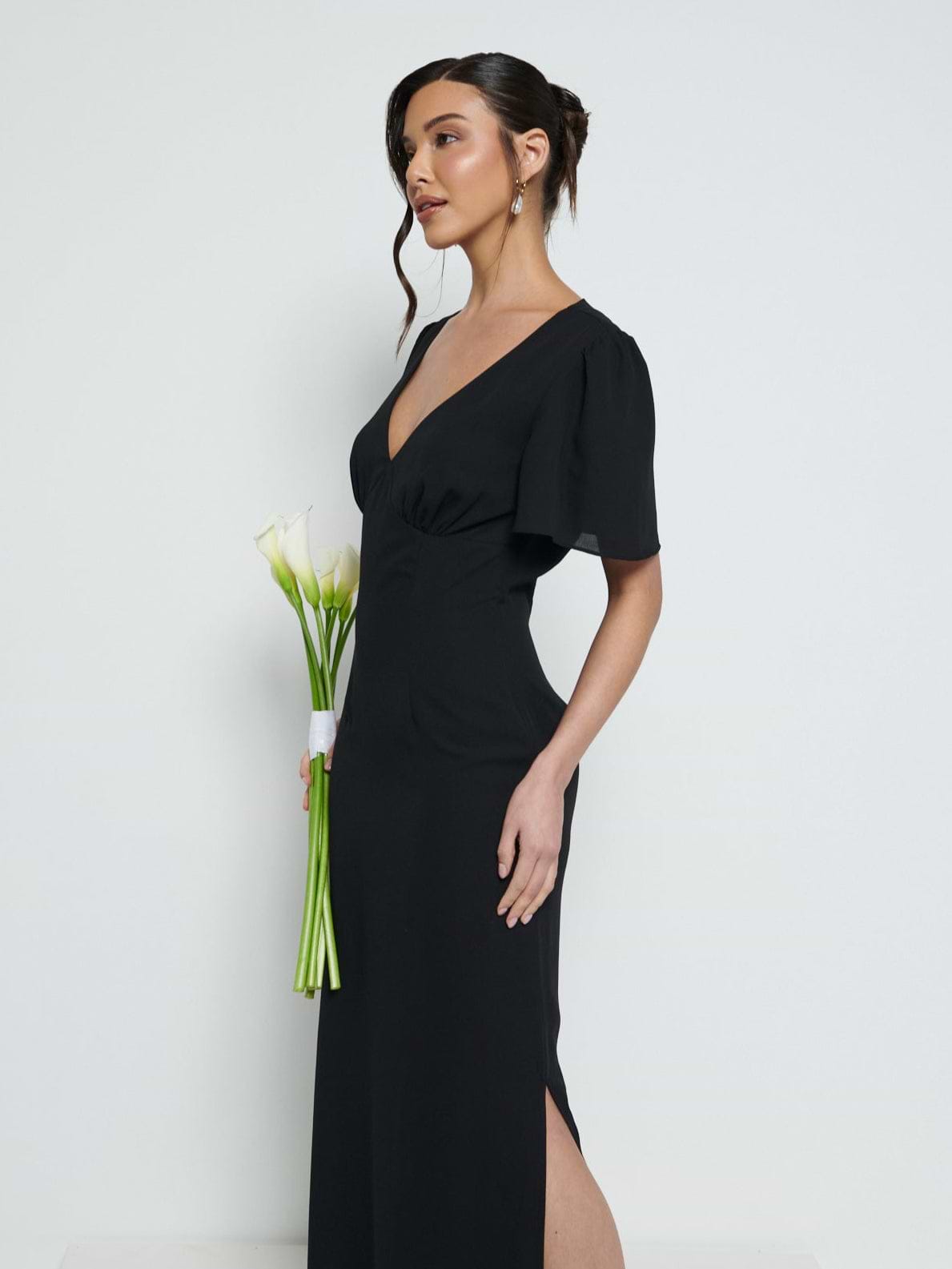 Edie Chiffon Maxi Bridesmaid Dress - Black