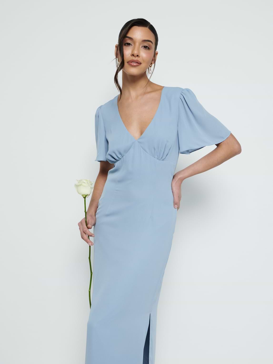 Edie Chiffon Maxi Bridesmaid Dress - Dusty Blue