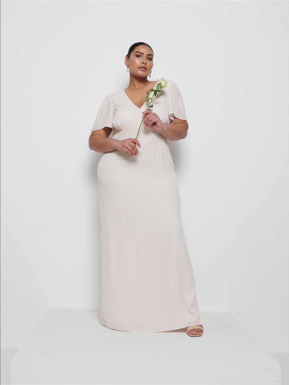 Edie Chiffon Maxi Bridesmaid Dress Curve - Champagne