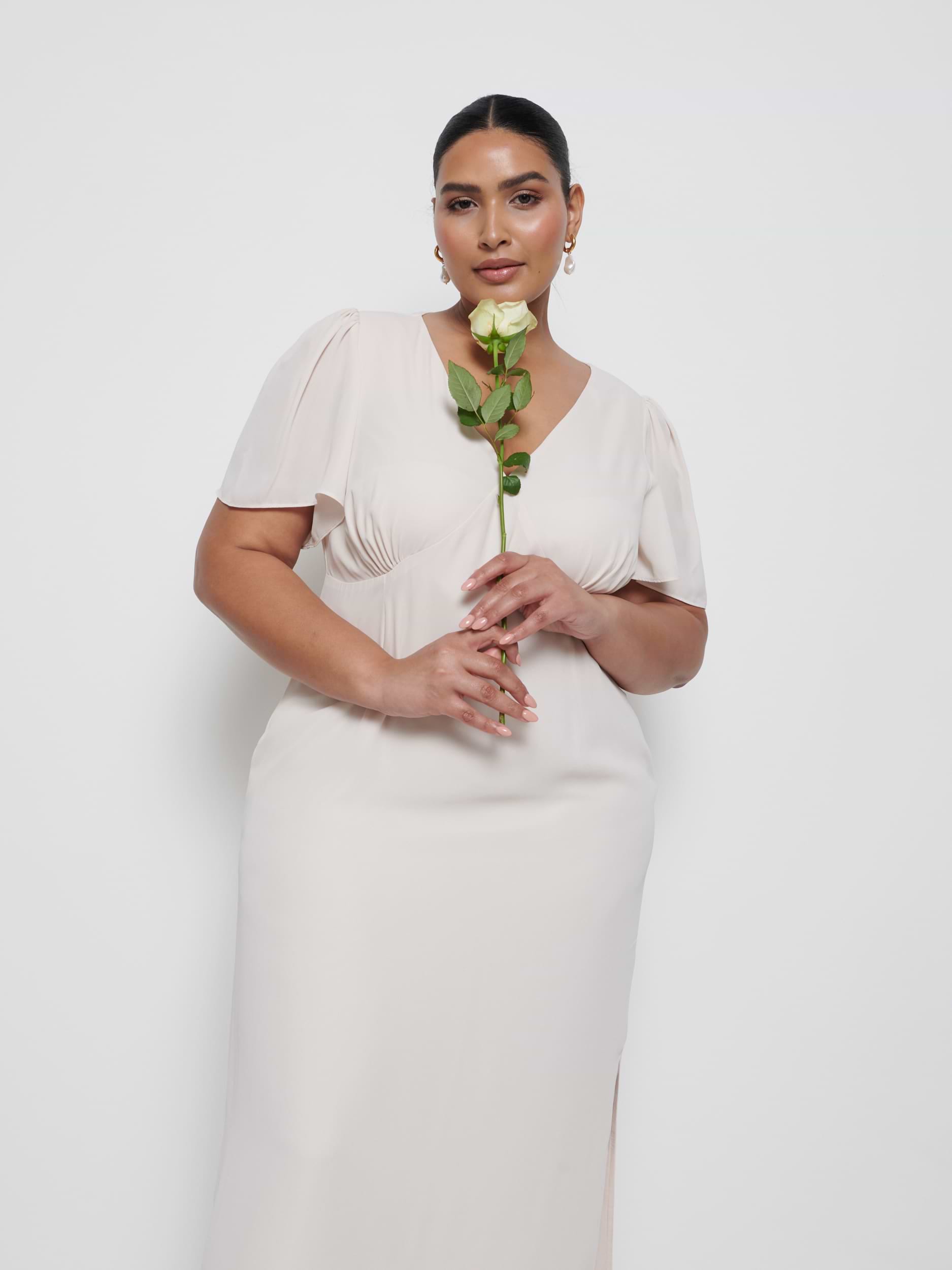 Edie Chiffon Maxi Bridesmaid Dress Curve - Champagne