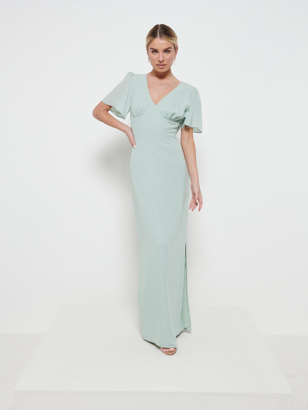 Edie Chiffon Maxi Bridesmaids Dress - Sage