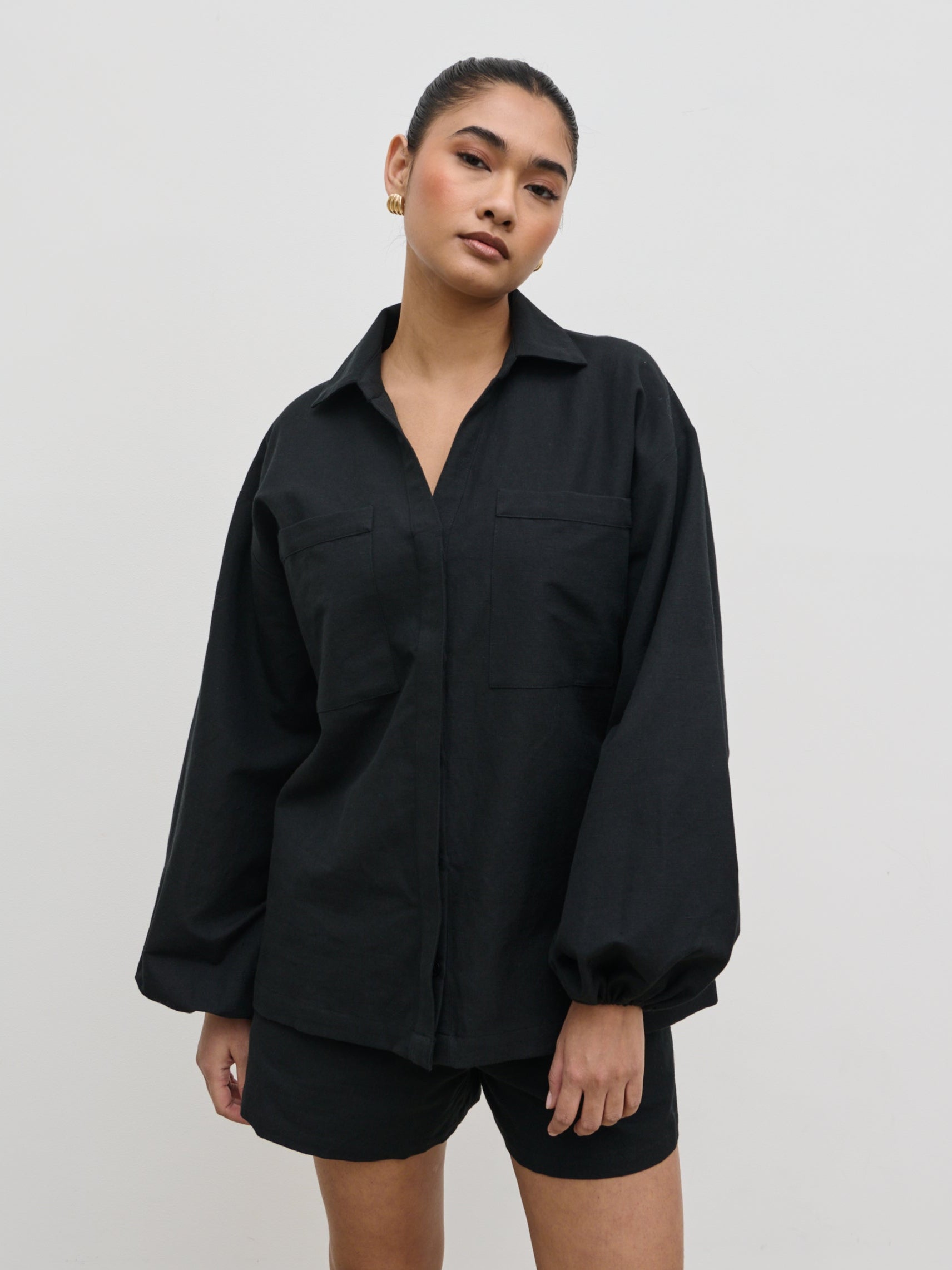 Emerson Balloon Sleeve Shirt - Black