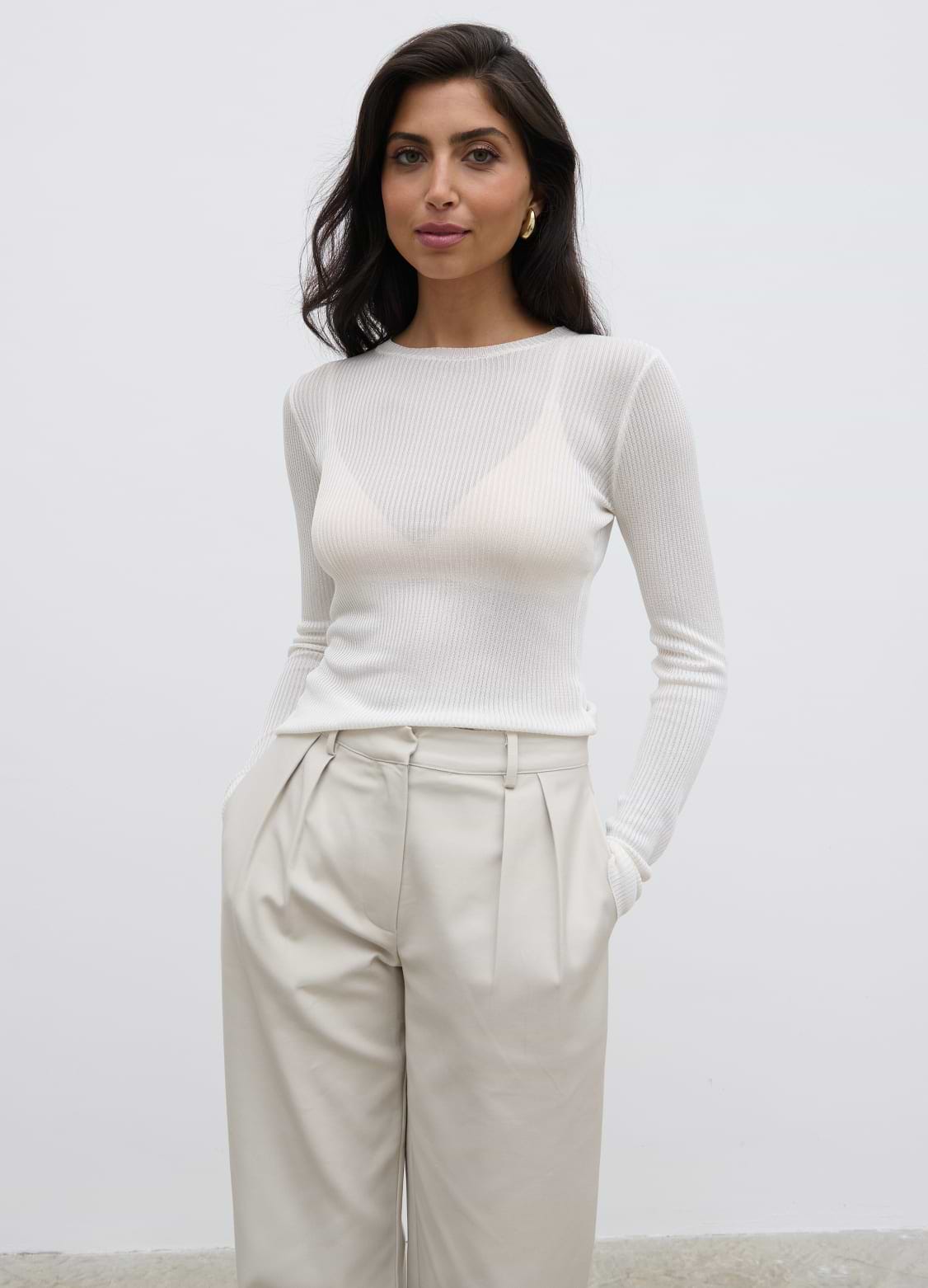 Essie Sheer Knit Top - Cream