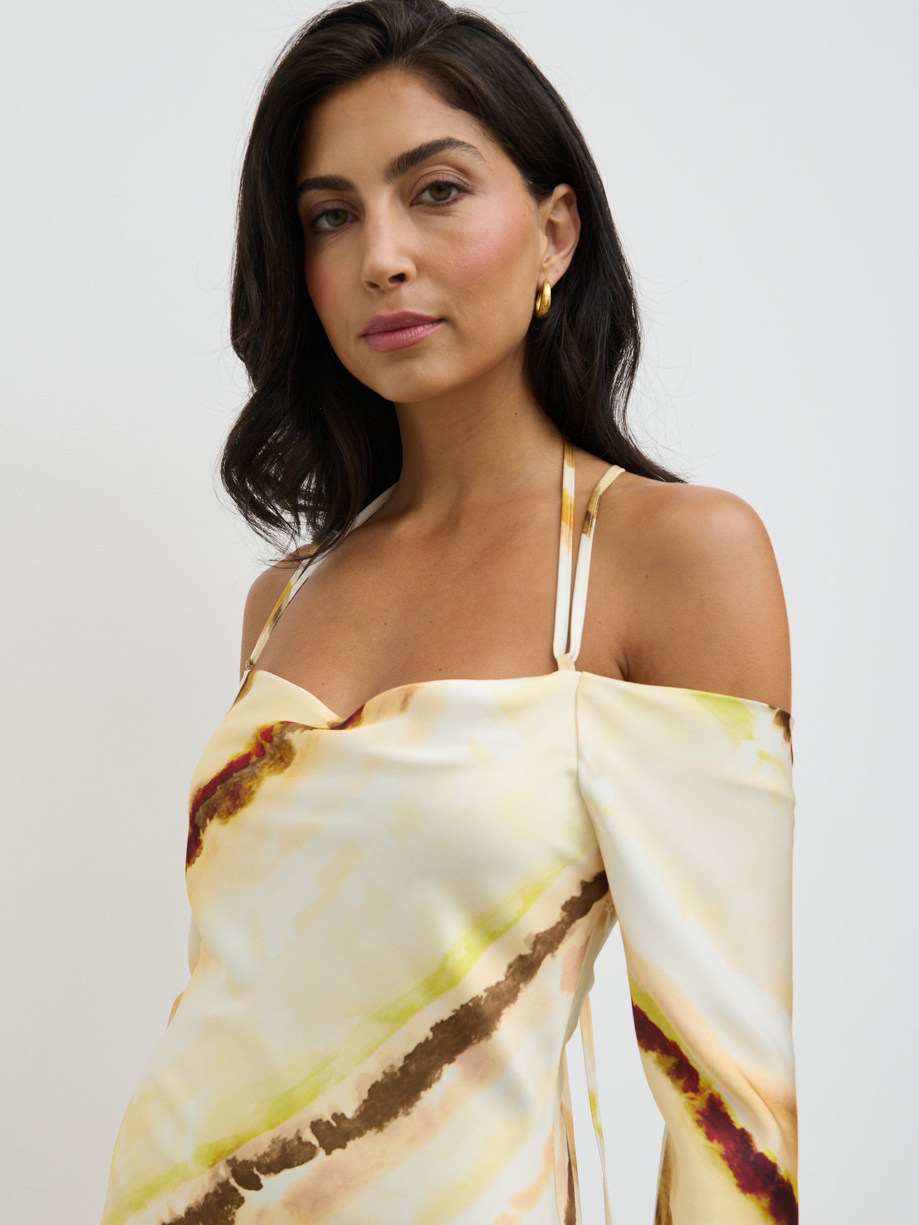 Ettore Cold Shoulder Maxi Dress - Yellow Ochre Ombre