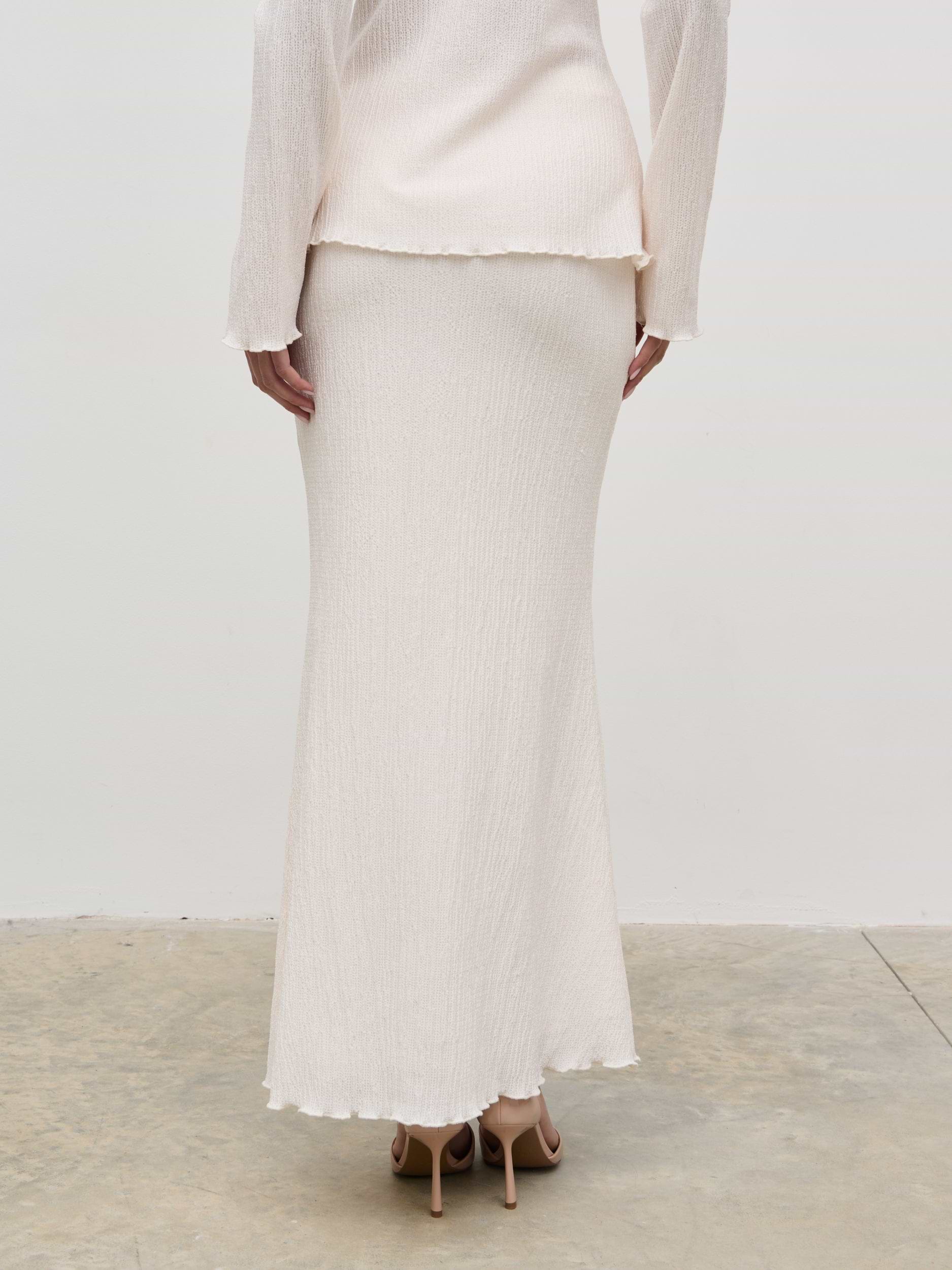 Evalina Crinkle Maxi Skirt - Cream