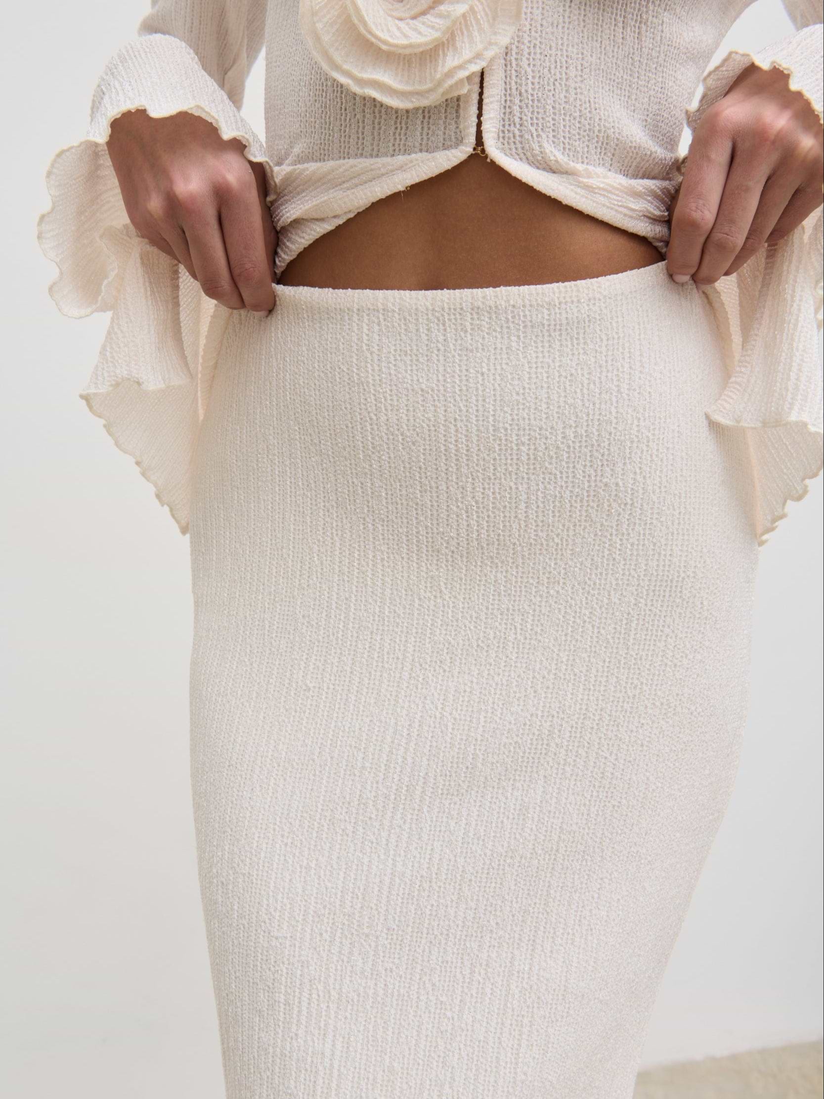 Evalina Crinkle Maxi Skirt - Cream