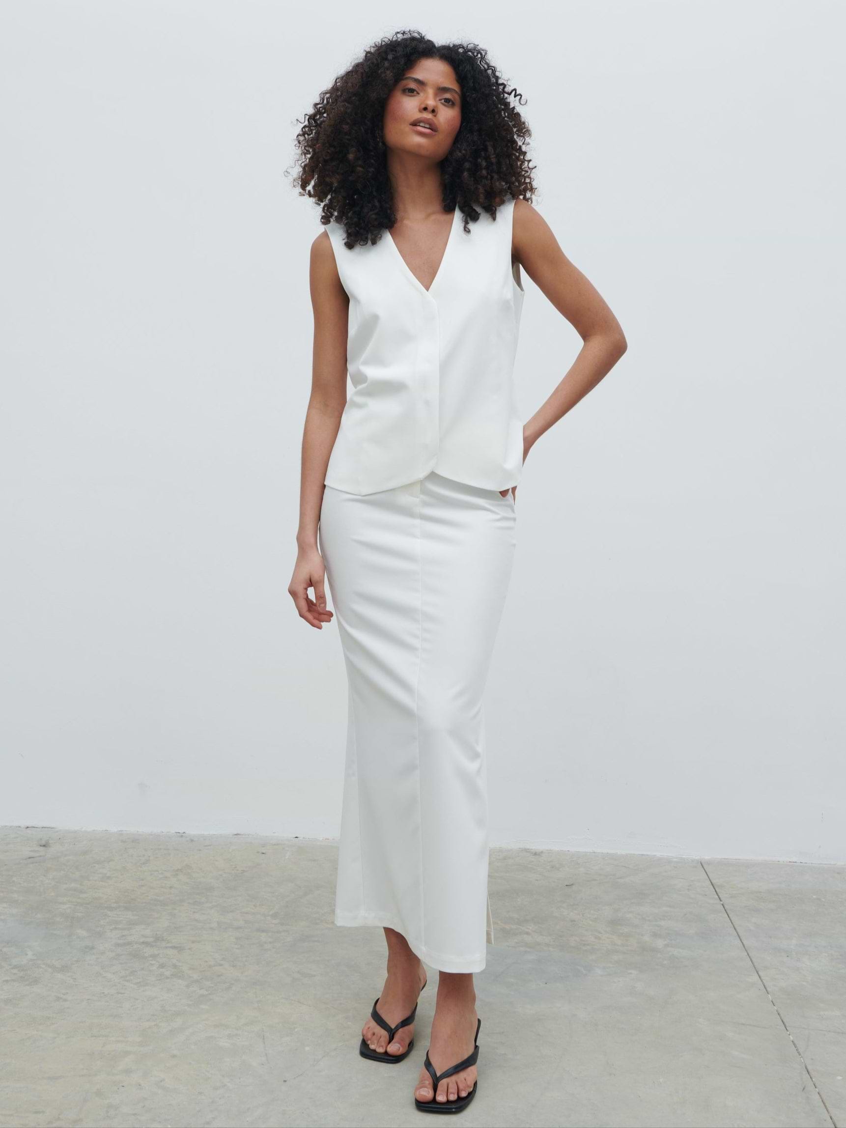 Harlee Tailored Midaxi Skirt - Cream