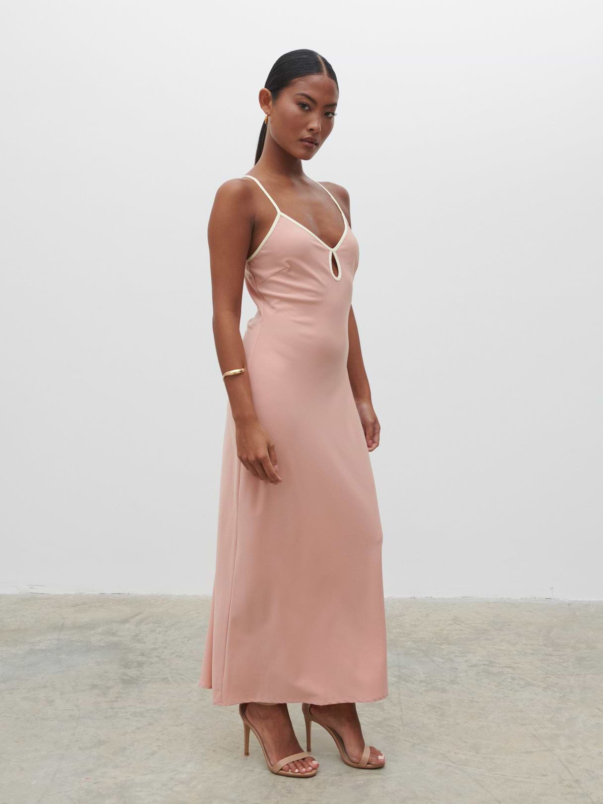 Harper Slip Midaxi Dress - Tan Blush and Butter
