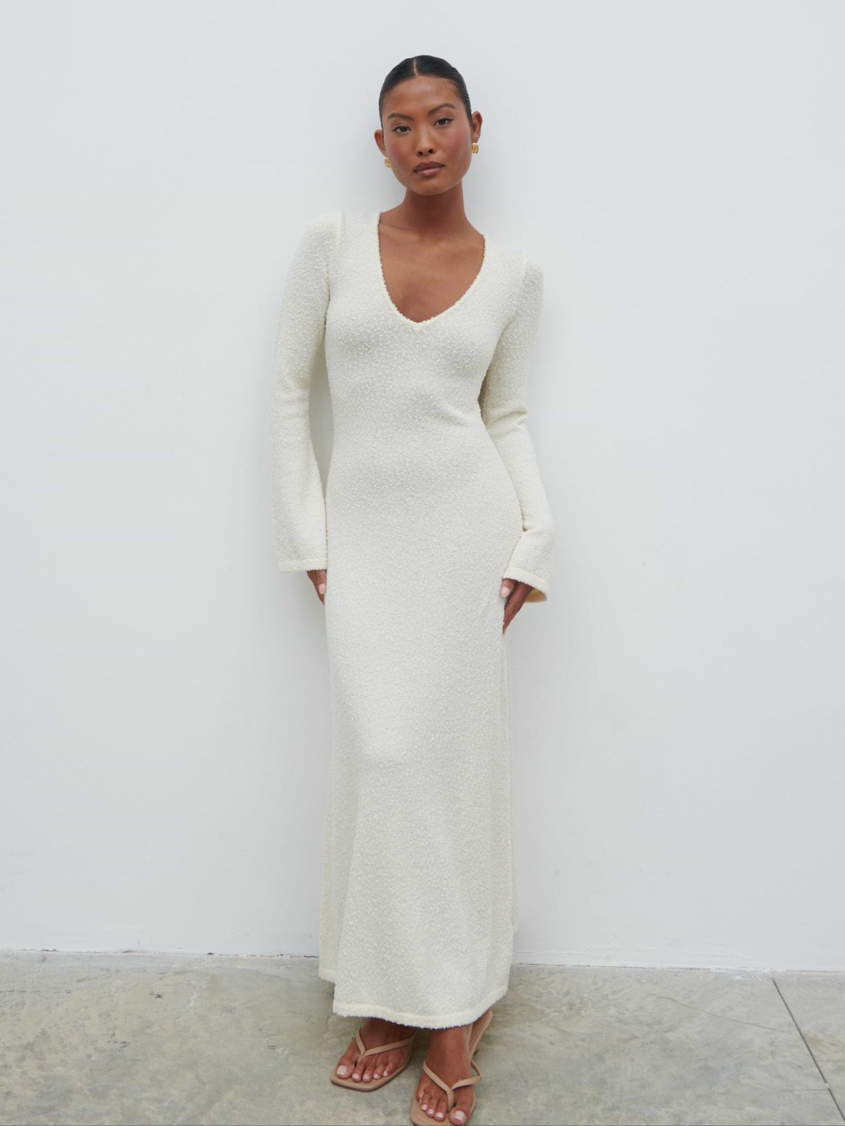 Ivy Boucle Knit Midaxi Dress - Cream