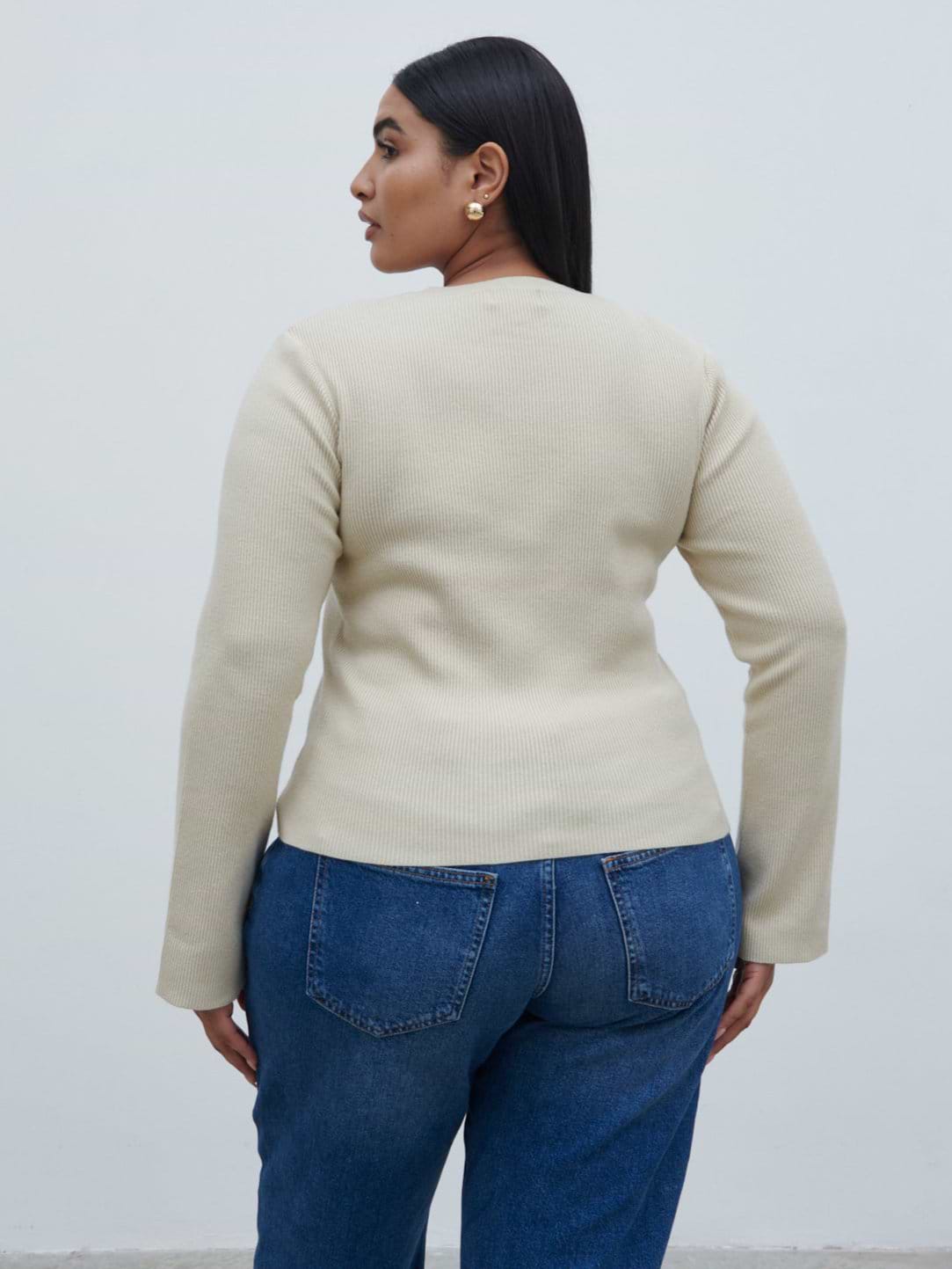 Jayla Long Sleeve Knit Top - Beige