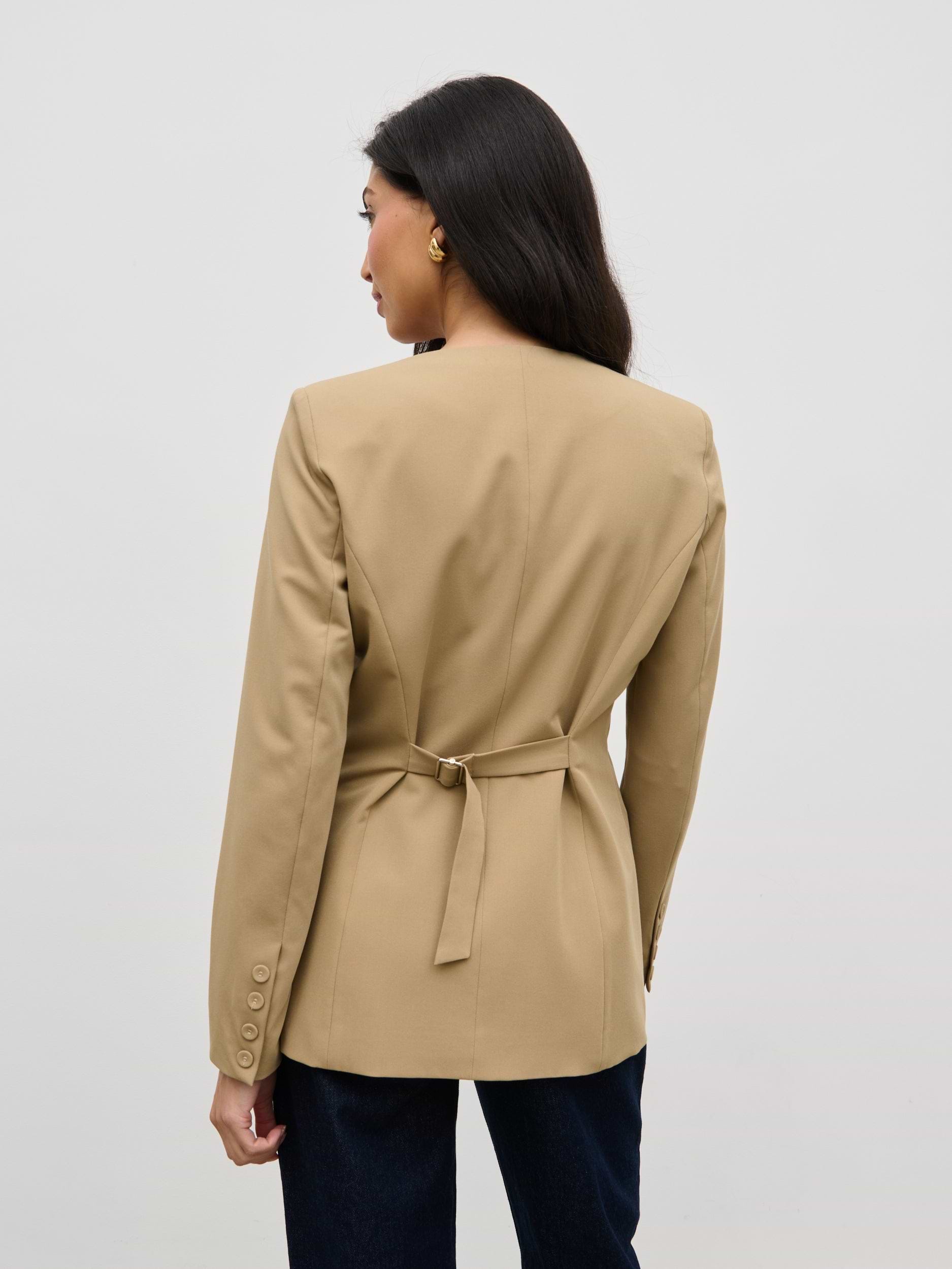 Jean Collarless Blazer - Camel Beige