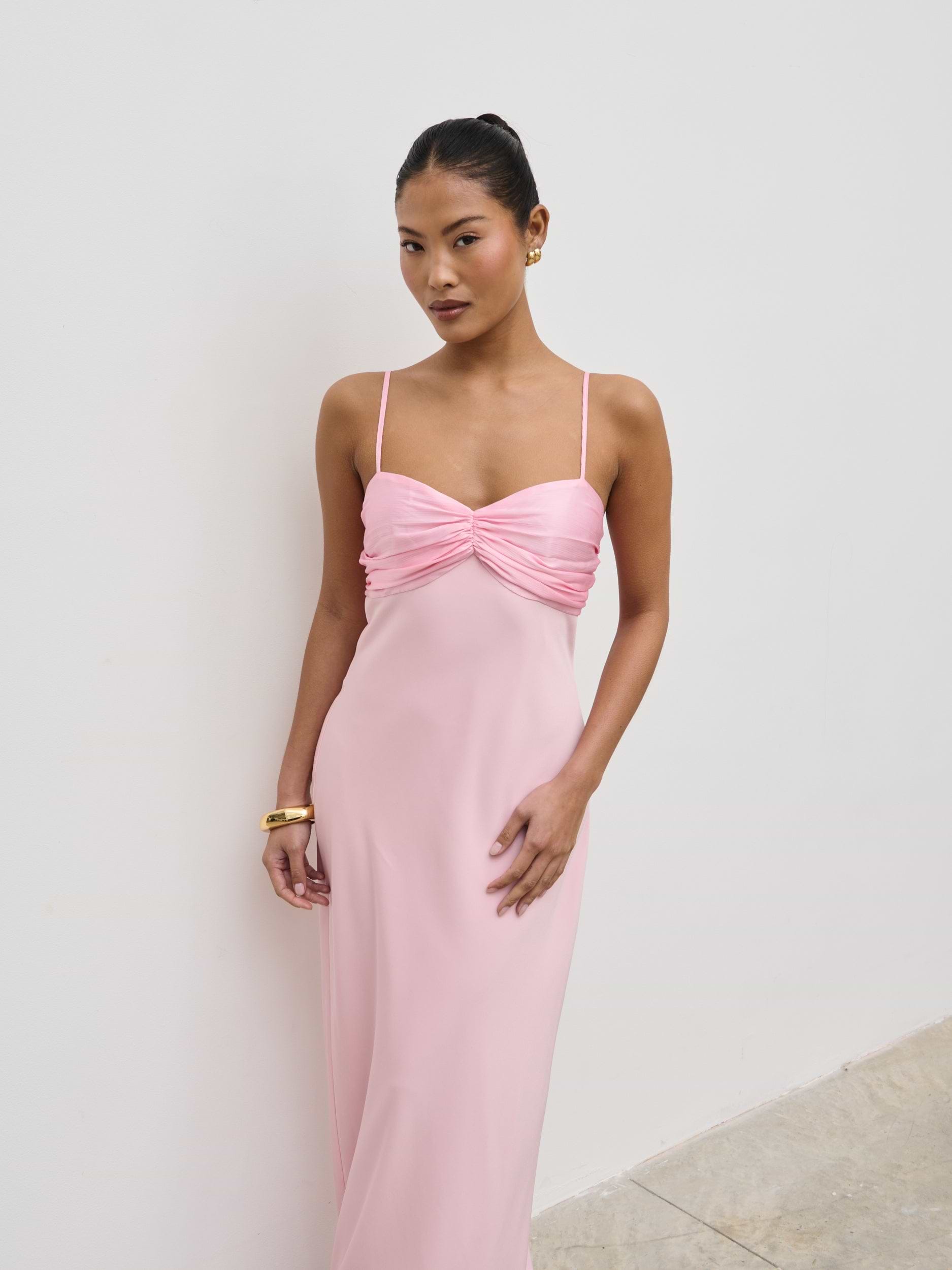 Joely Contrast Midaxi Dress - Peony Pink