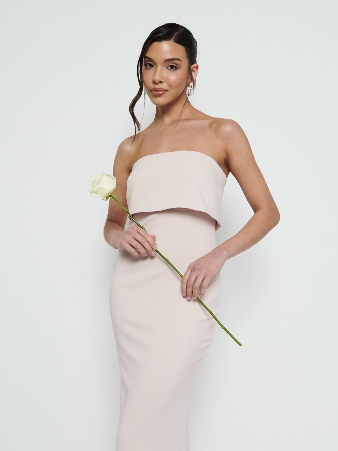 Julia Crepe Maxi Bridesmaid Dress - Blush
