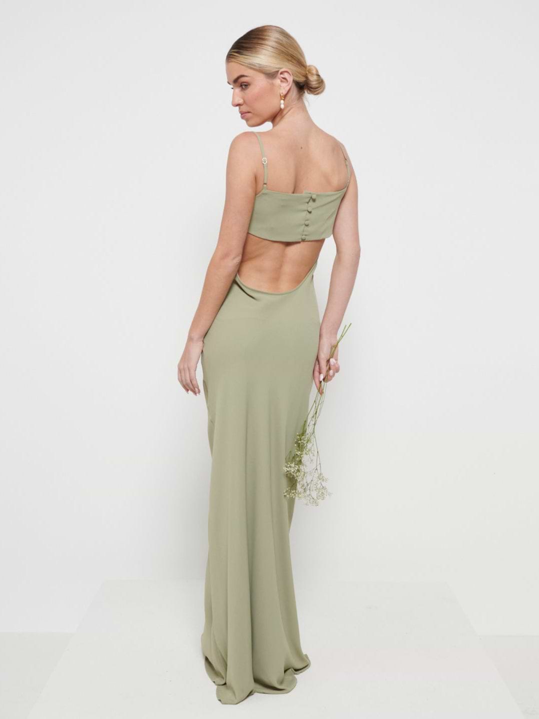Keisha Chiffon Maxi Bridesmaid Dress - Olive
