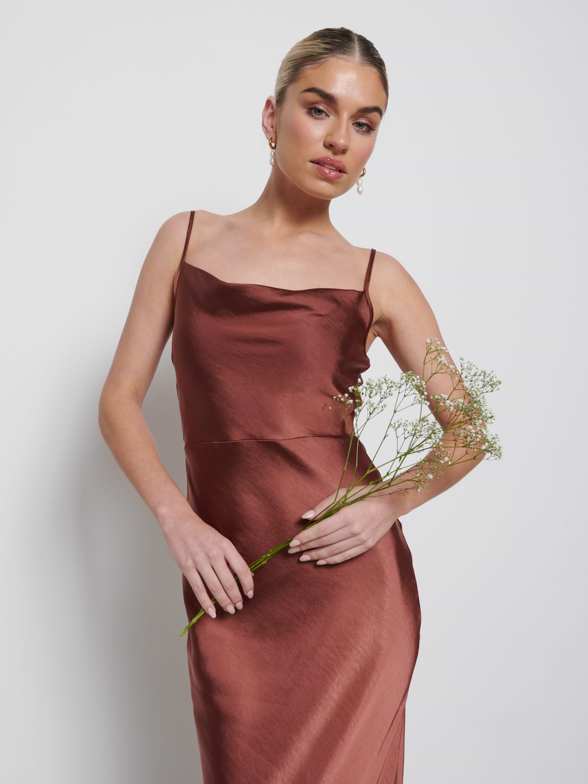 Keisha Maxi Bridesmaid Dress - Matte Mahogany