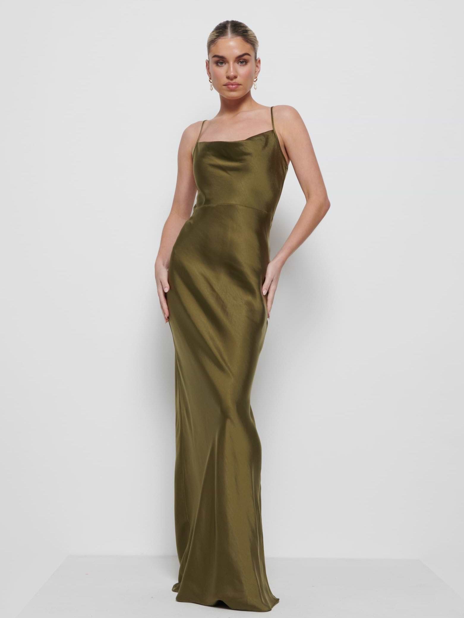 Keisha Maxi Bridesmaid Dress - Matte Military Olive