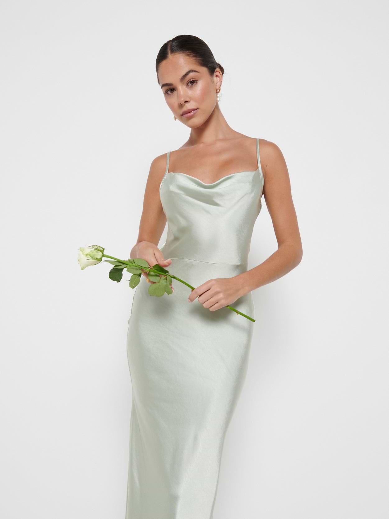 Keisha Maxi Bridesmaid Dress - Matte Sage