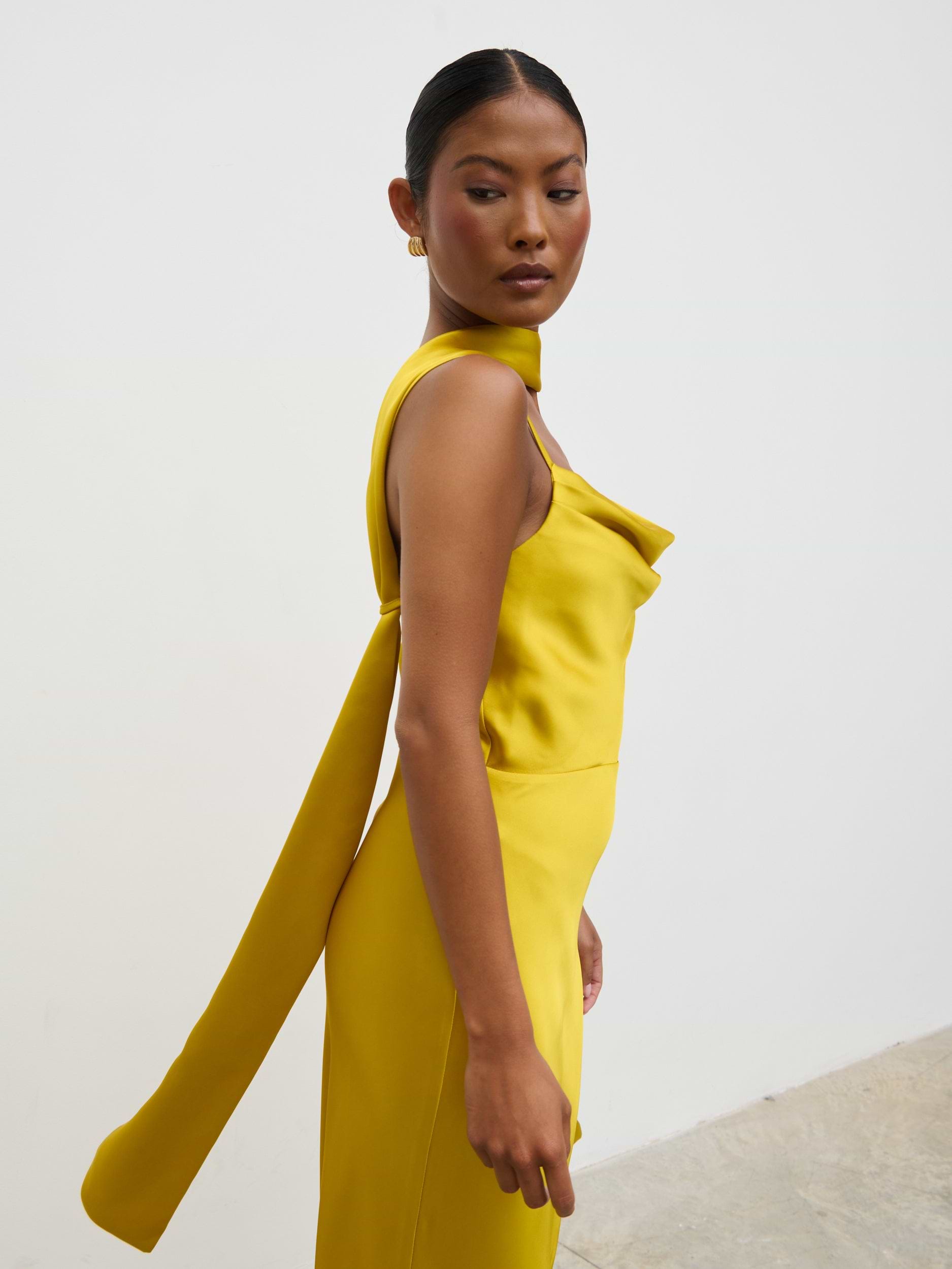 Keisha Scarf Midaxi Dress - Yellow Ochre