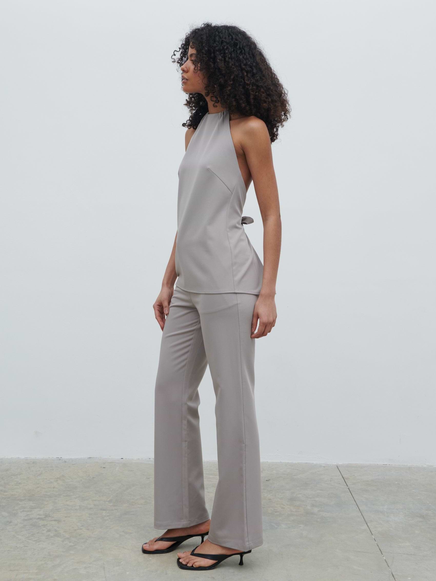 Laria Tailored Backless Top - Stone