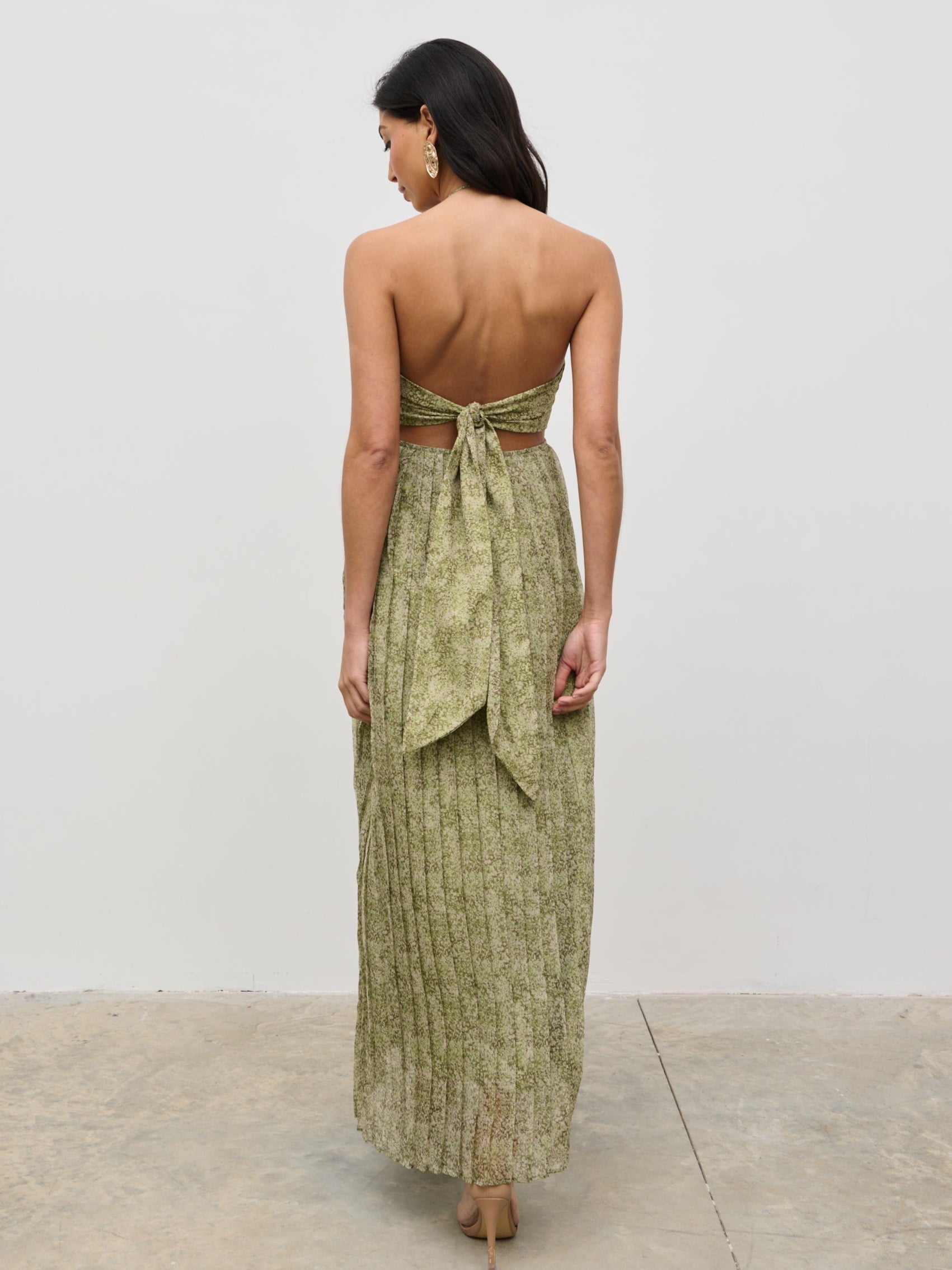 Lucie Cut Out Maxi Dress - Green Abstract