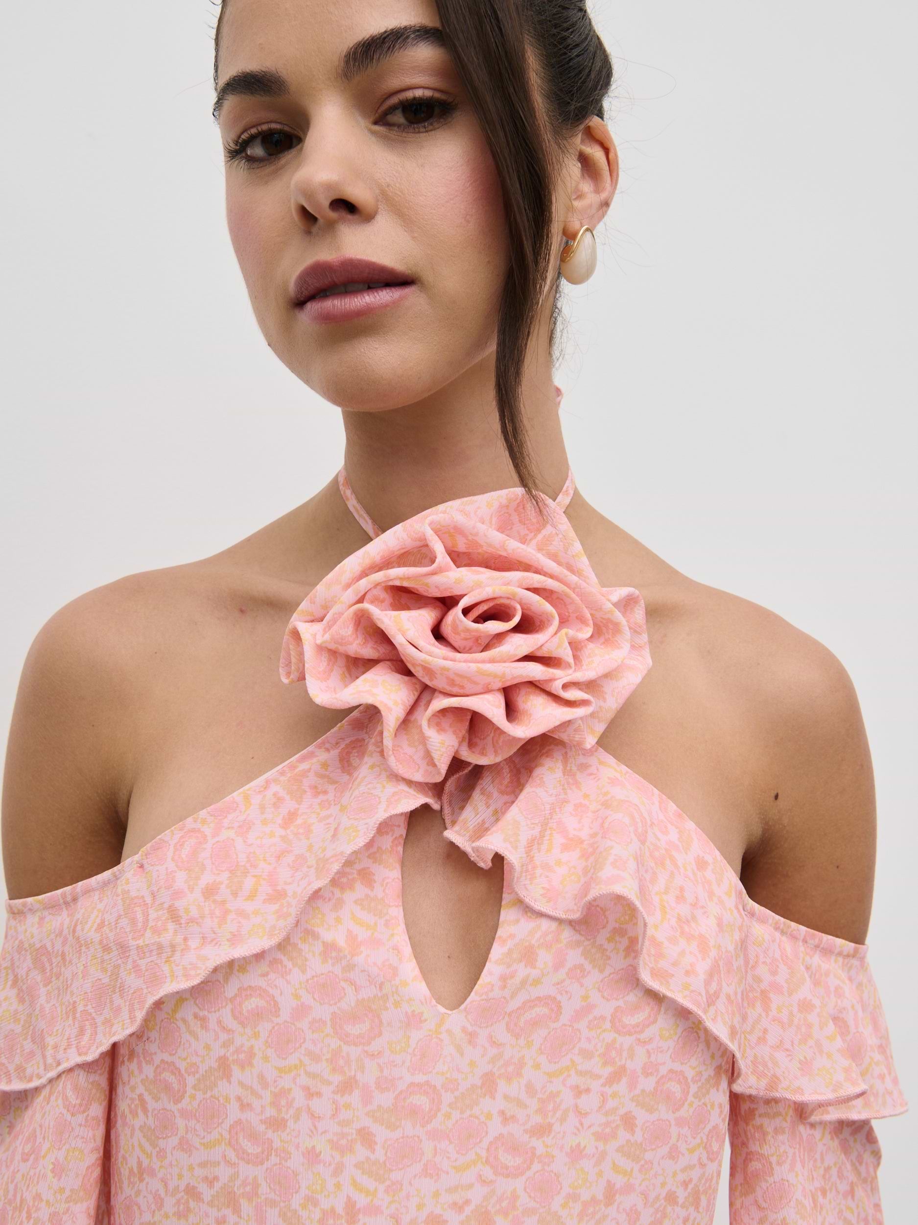 Nalani Corsage Ruffle Maxi Dress - Ditsy Floral