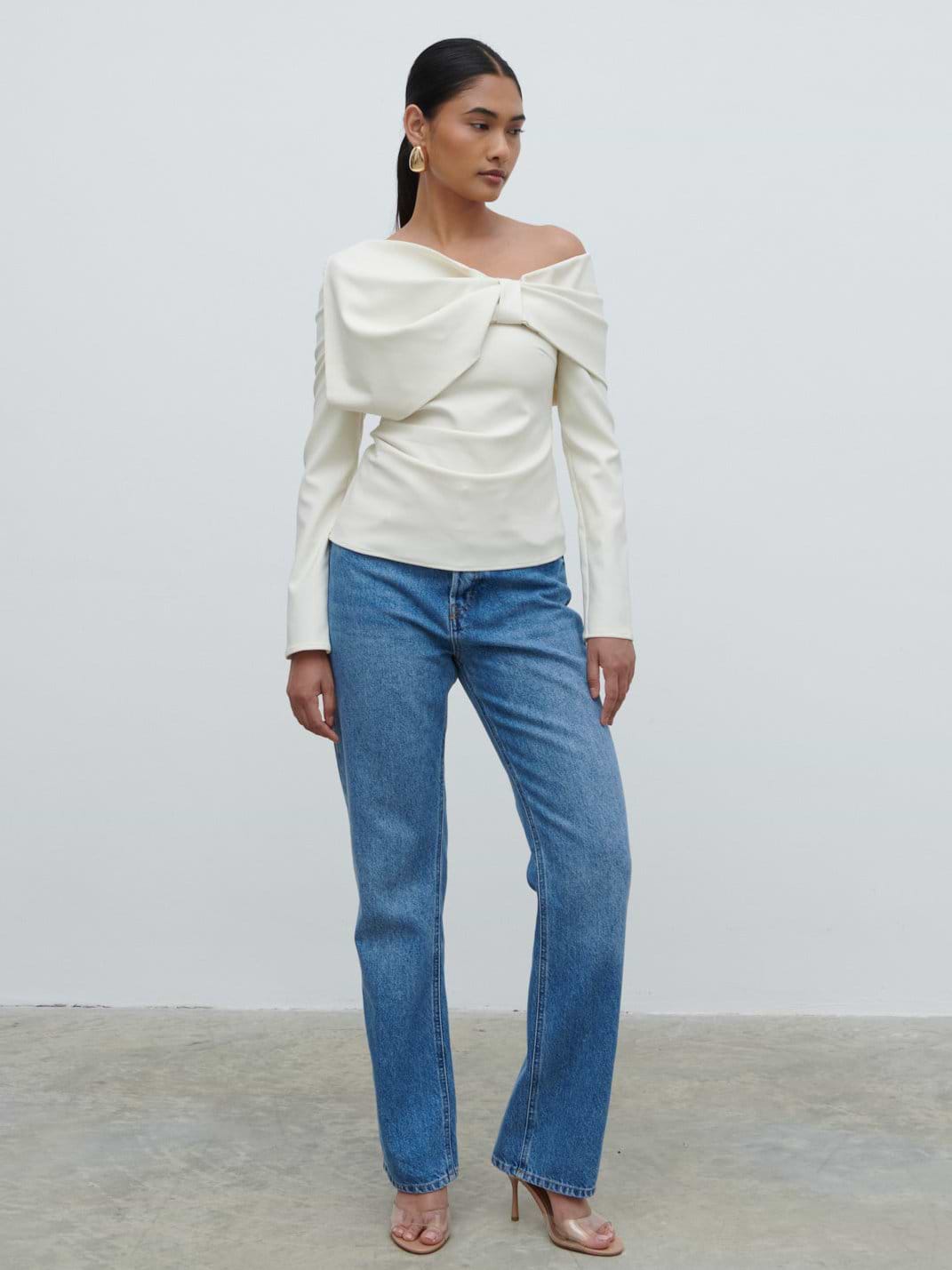 Naomi Exaggerated Bow Top - Cream
