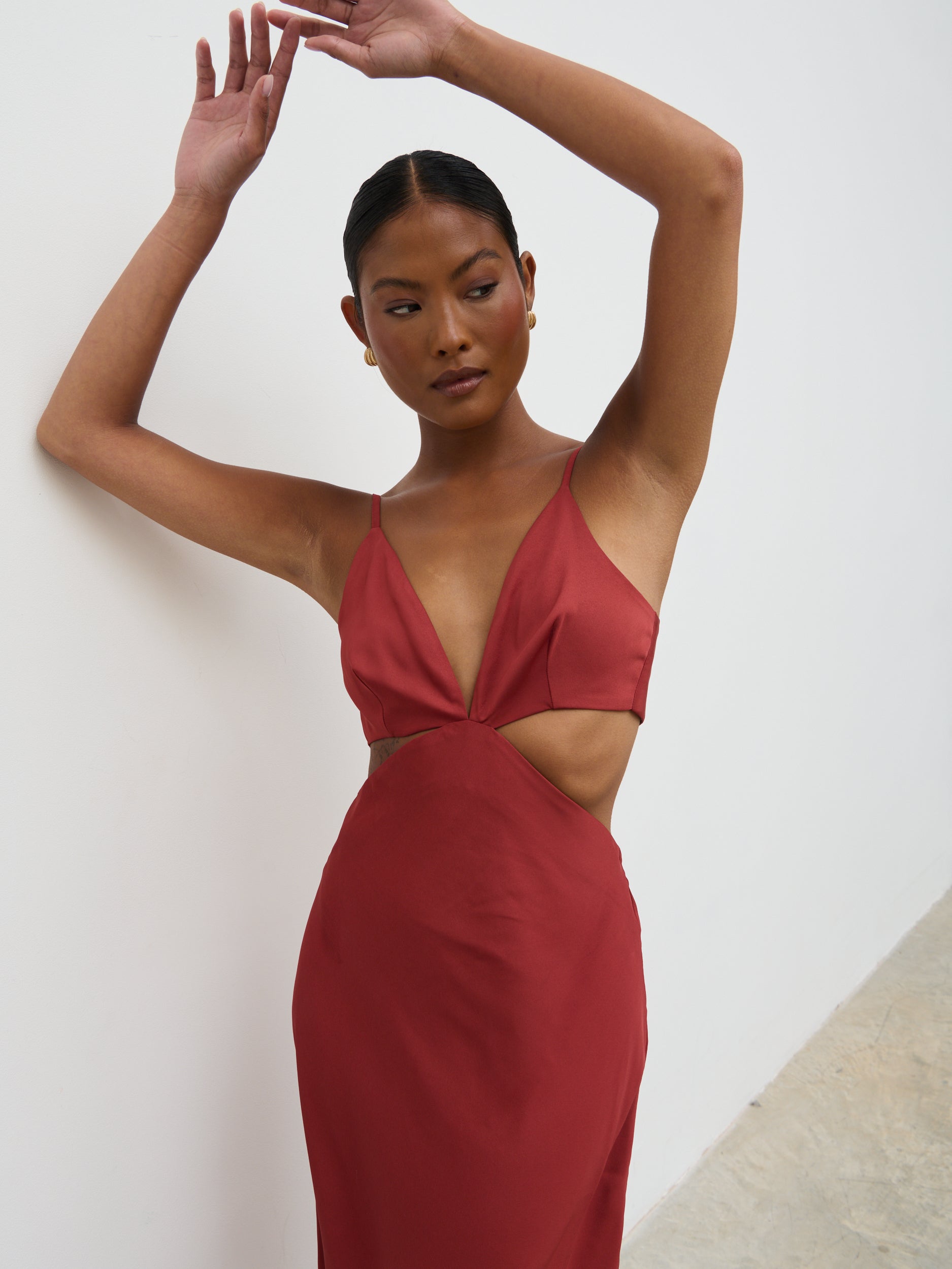 Nellie Cut Out Maxi Dress - Rust