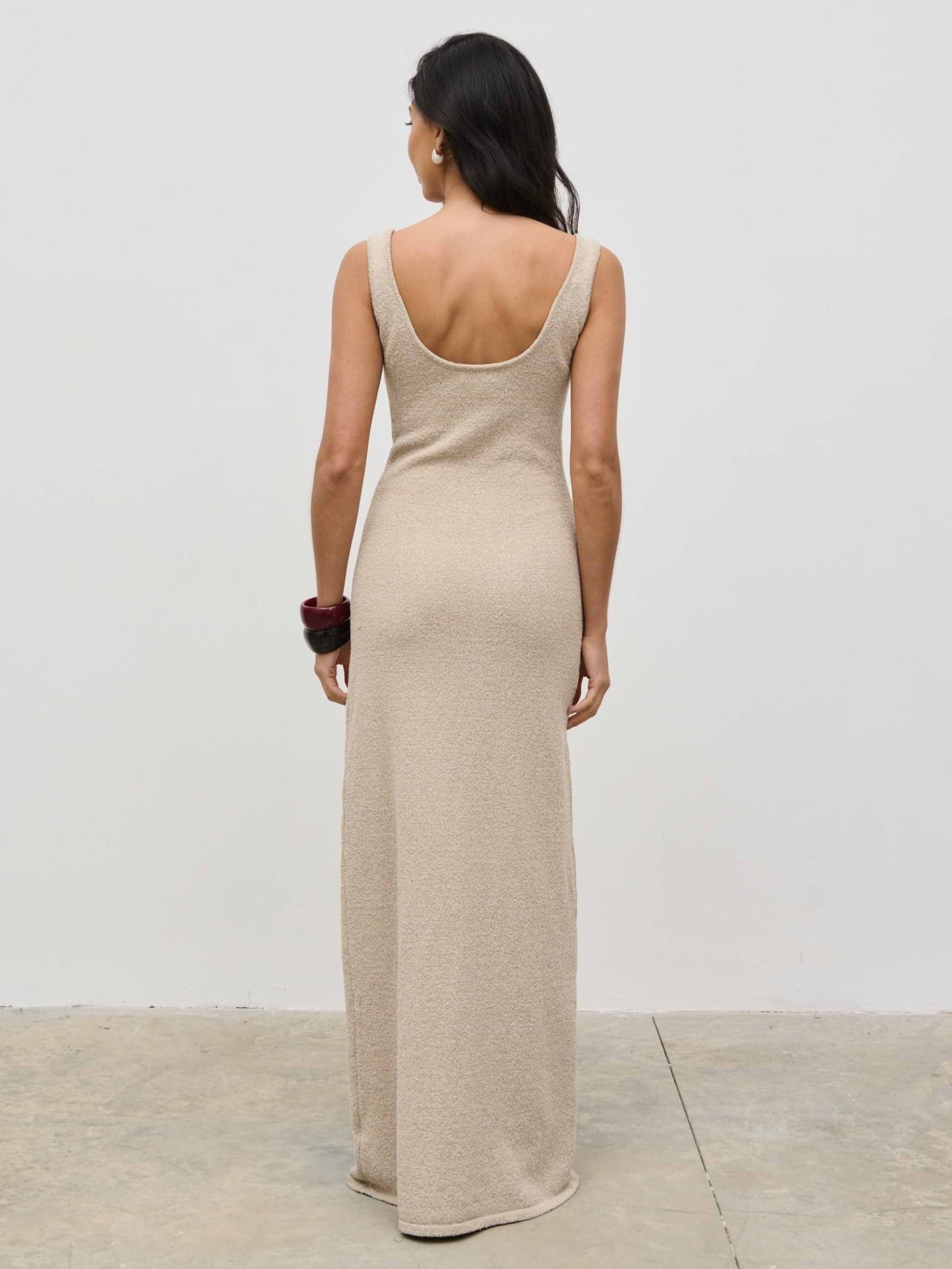 Nora Boucle Knit Maxi Dress - Stone