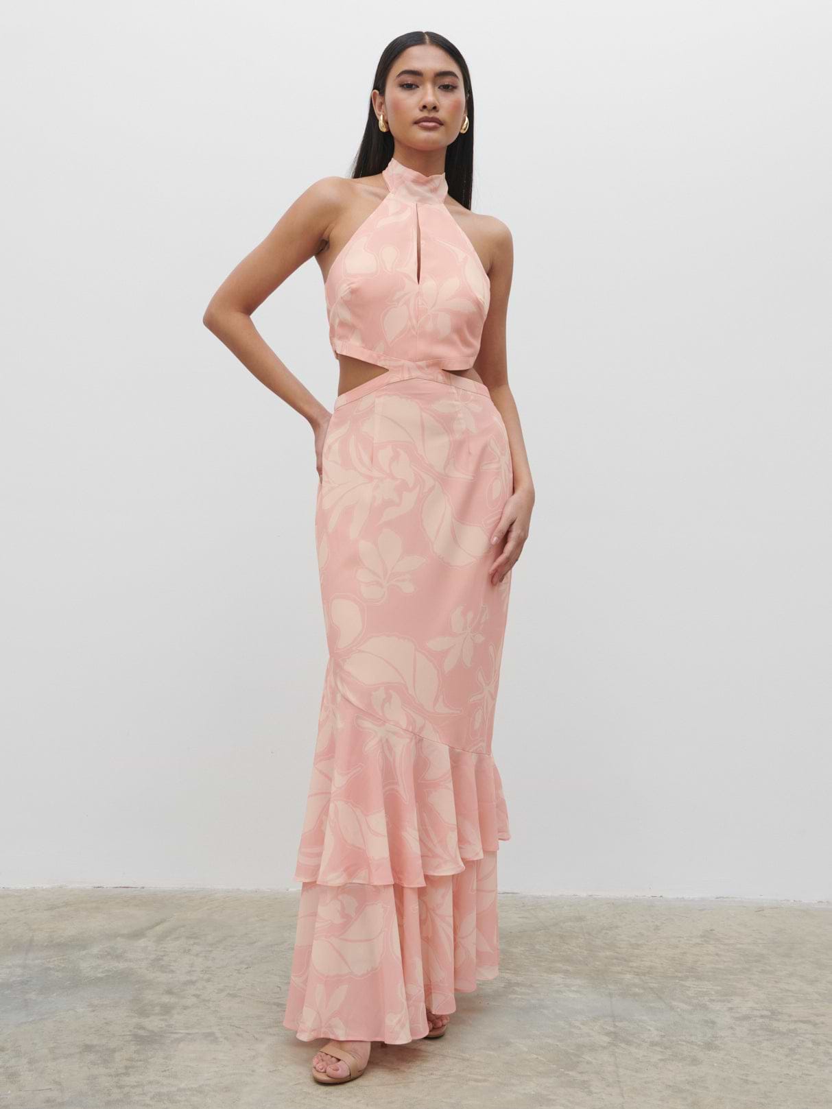 Nova Maxi Dress - Blush Abstract Leaf