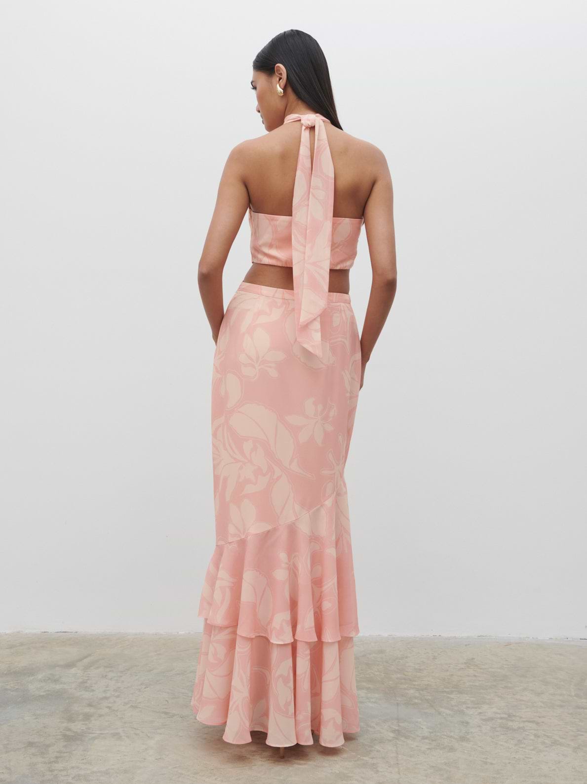 Nova Maxi Dress - Blush Abstract Leaf