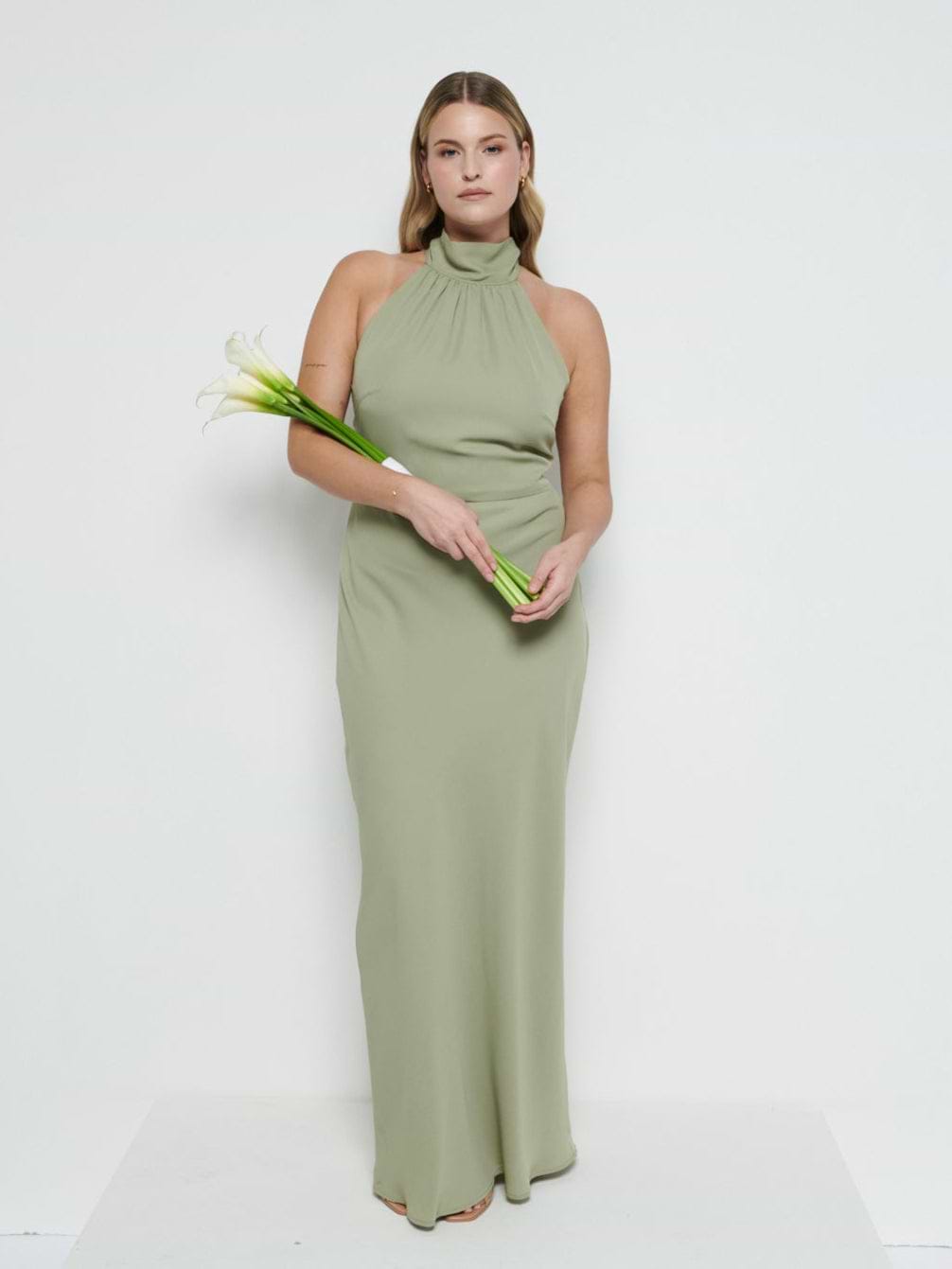 Odelle Chiffon Maxi Bridesmaid Dress - Olive