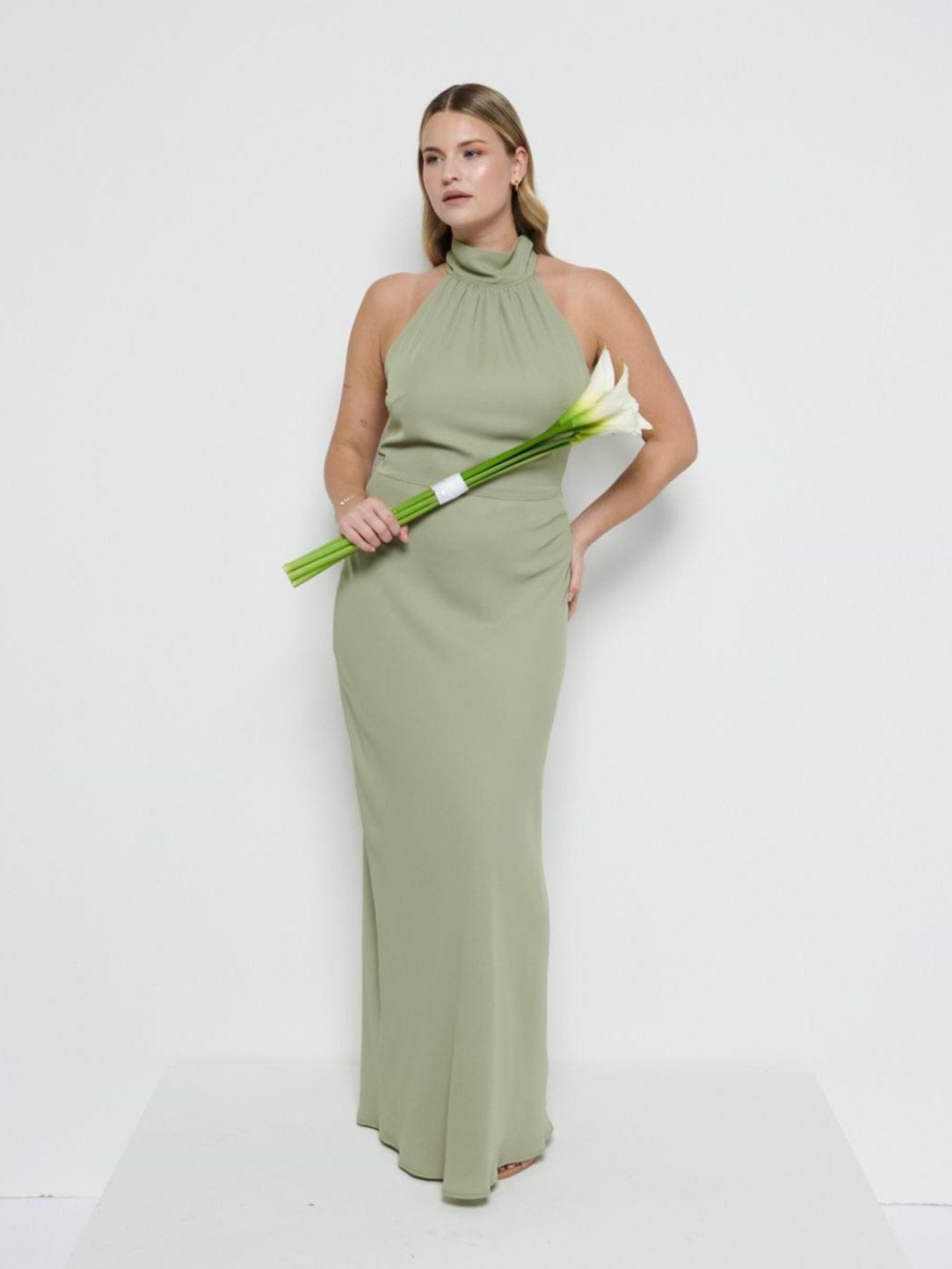 Odelle Chiffon Maxi Bridesmaid Dress - Olive