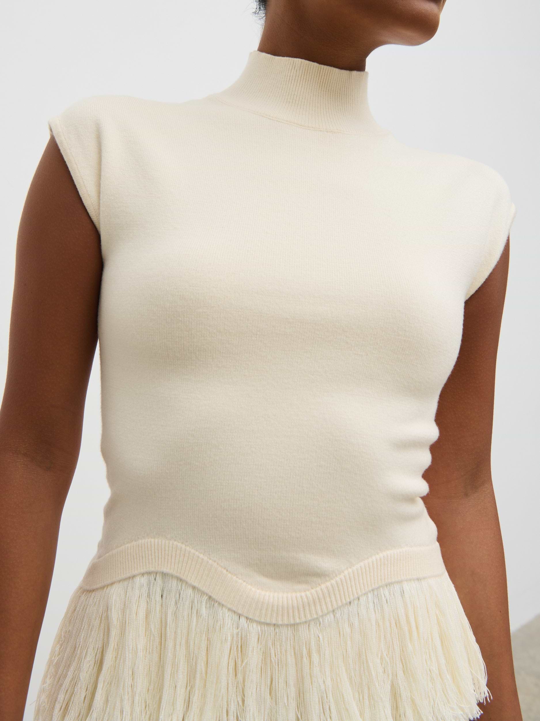 Orlendina Fringe Knit Top - Cream