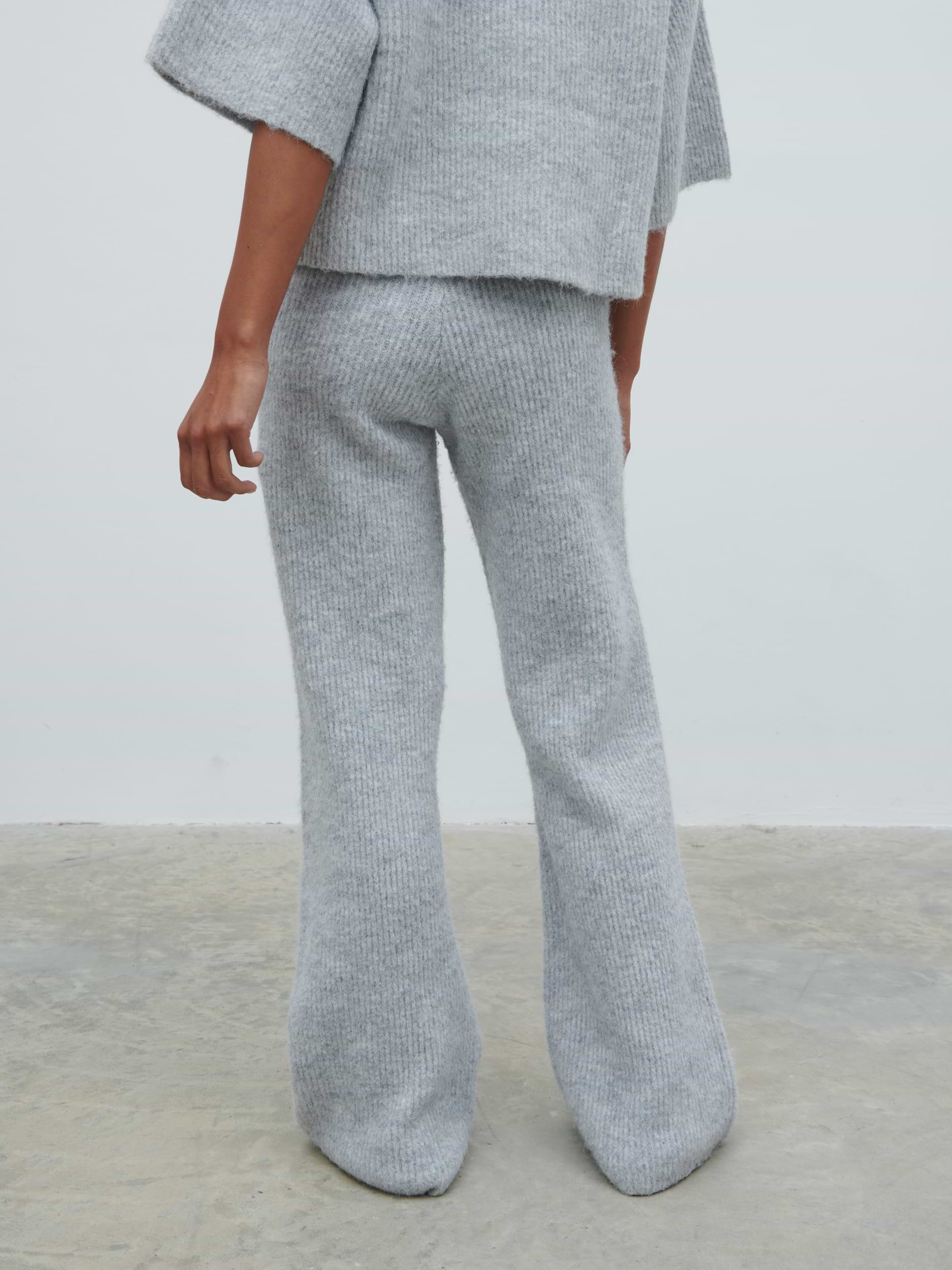 Ovalie Rib Knit Trousers - Grey Marl