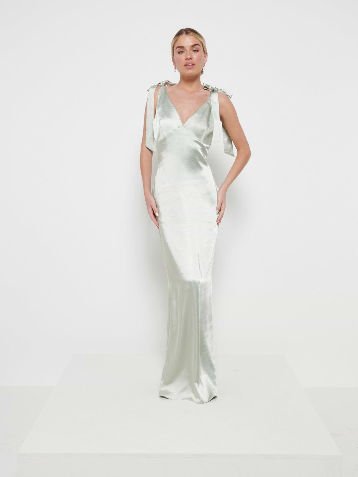 Piper Tie Maxi Bridesmaid Dress - Matte Sage