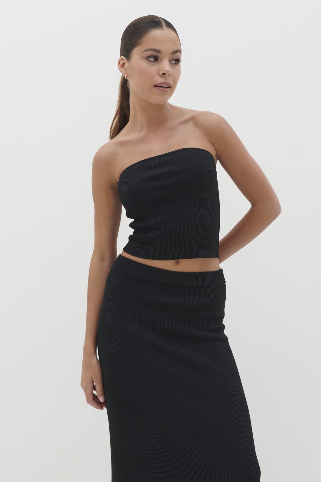 Reese Bandeau Knit Top - Black