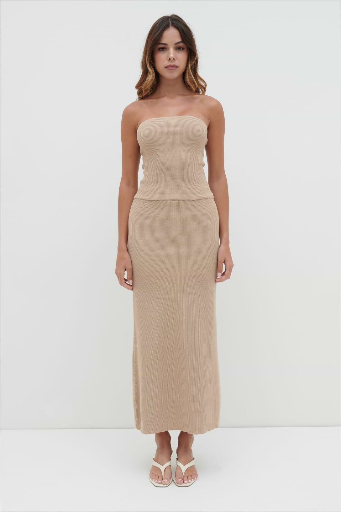 Reese Bandeau Knit Top - Beige